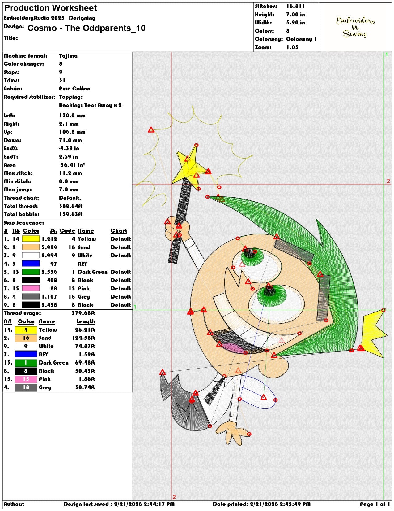 Cosmo The Oddparents  - Elegant embroidery design file - instant download — view 3