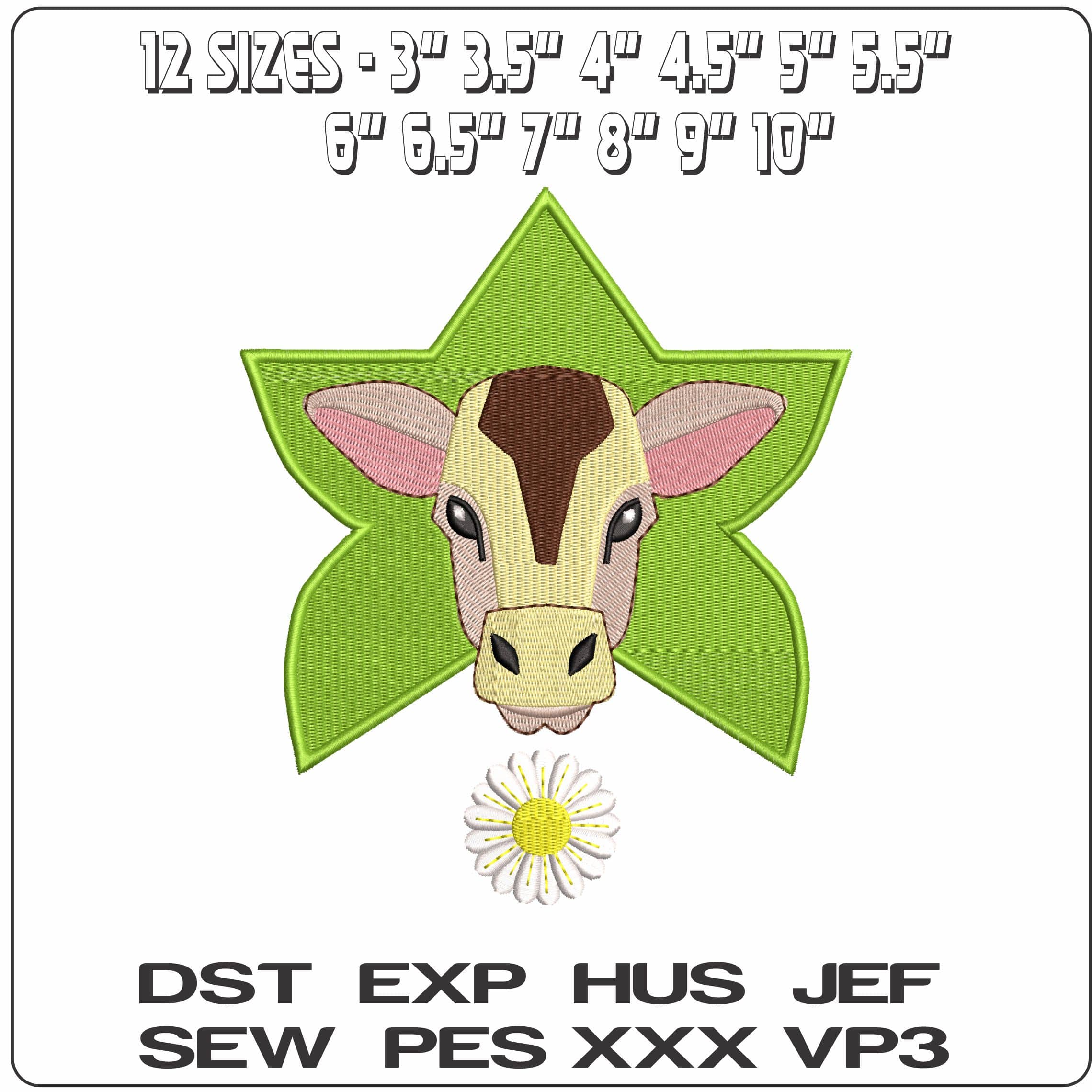 Cow Flower  - Elegant embroidery design file - instant download — view 2