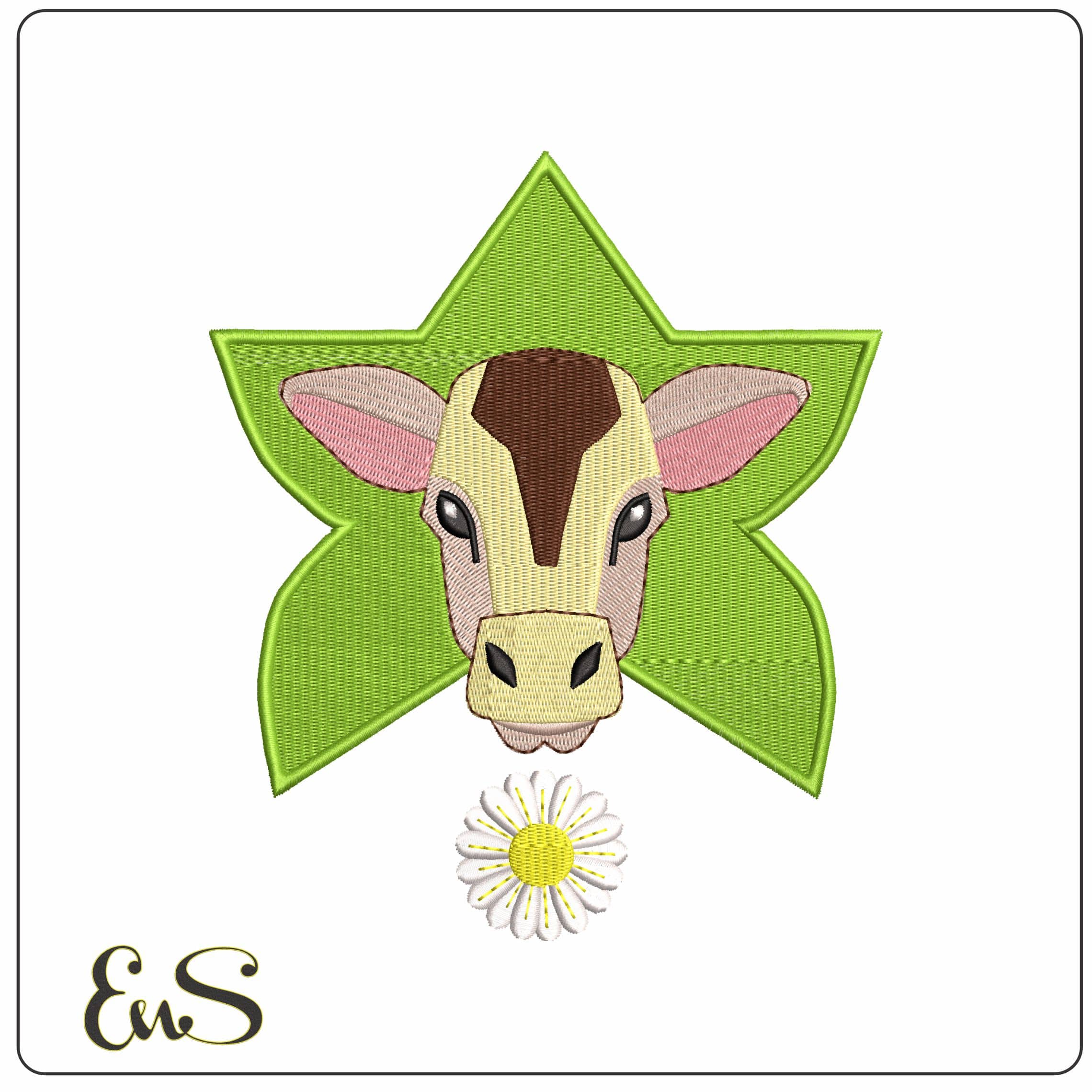 Cow Flower  - Elegant embroidery design file - instant download