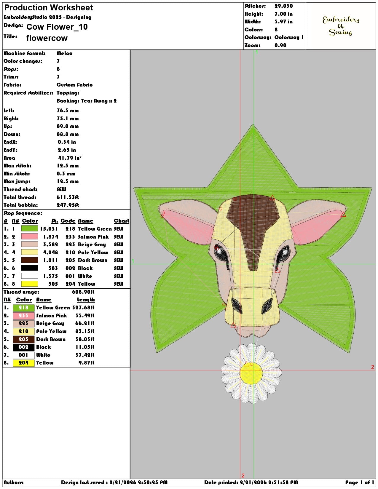 Cow Flower  - Elegant embroidery design file - instant download — view 3