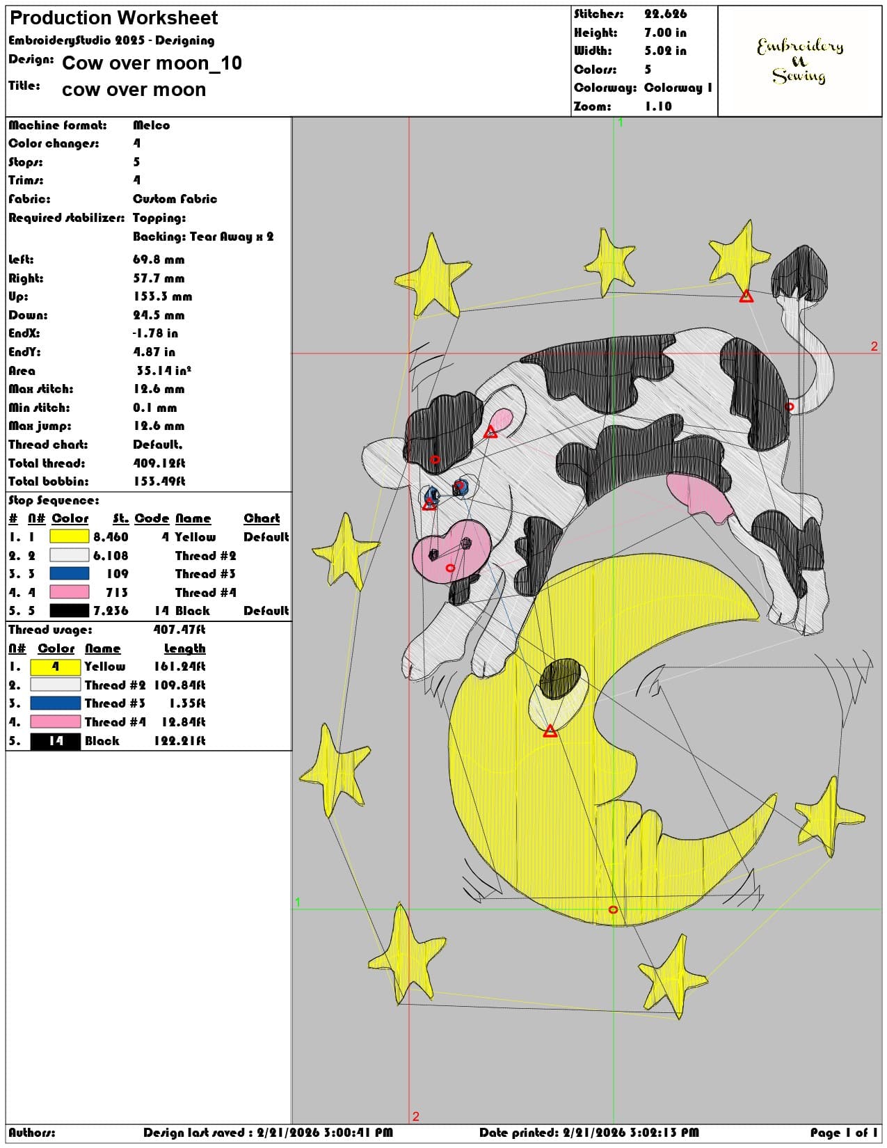Cow over moon  - Elegant embroidery design file - instant download — view 3