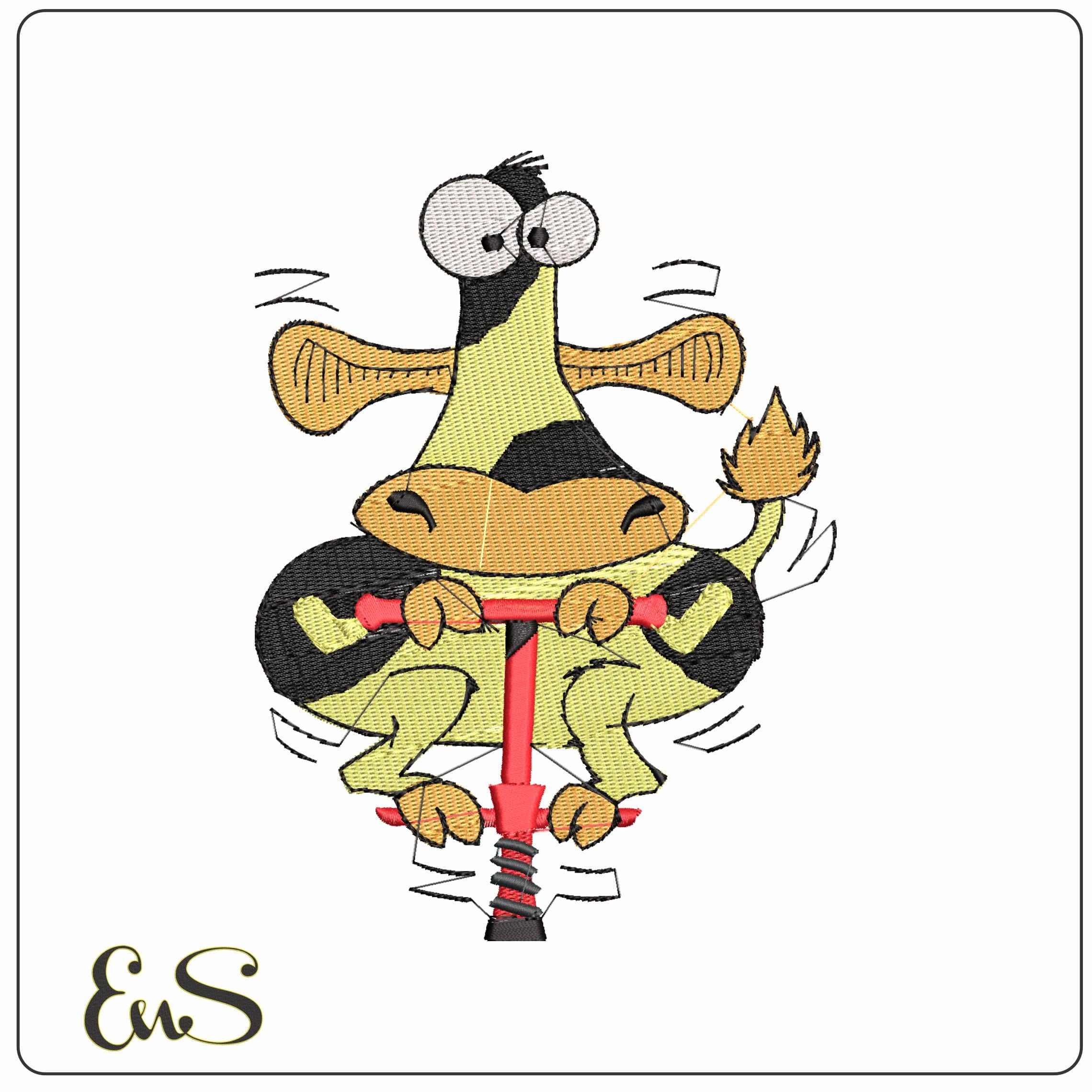 Cow Pogo   - Elegant embroidery design file - instant download