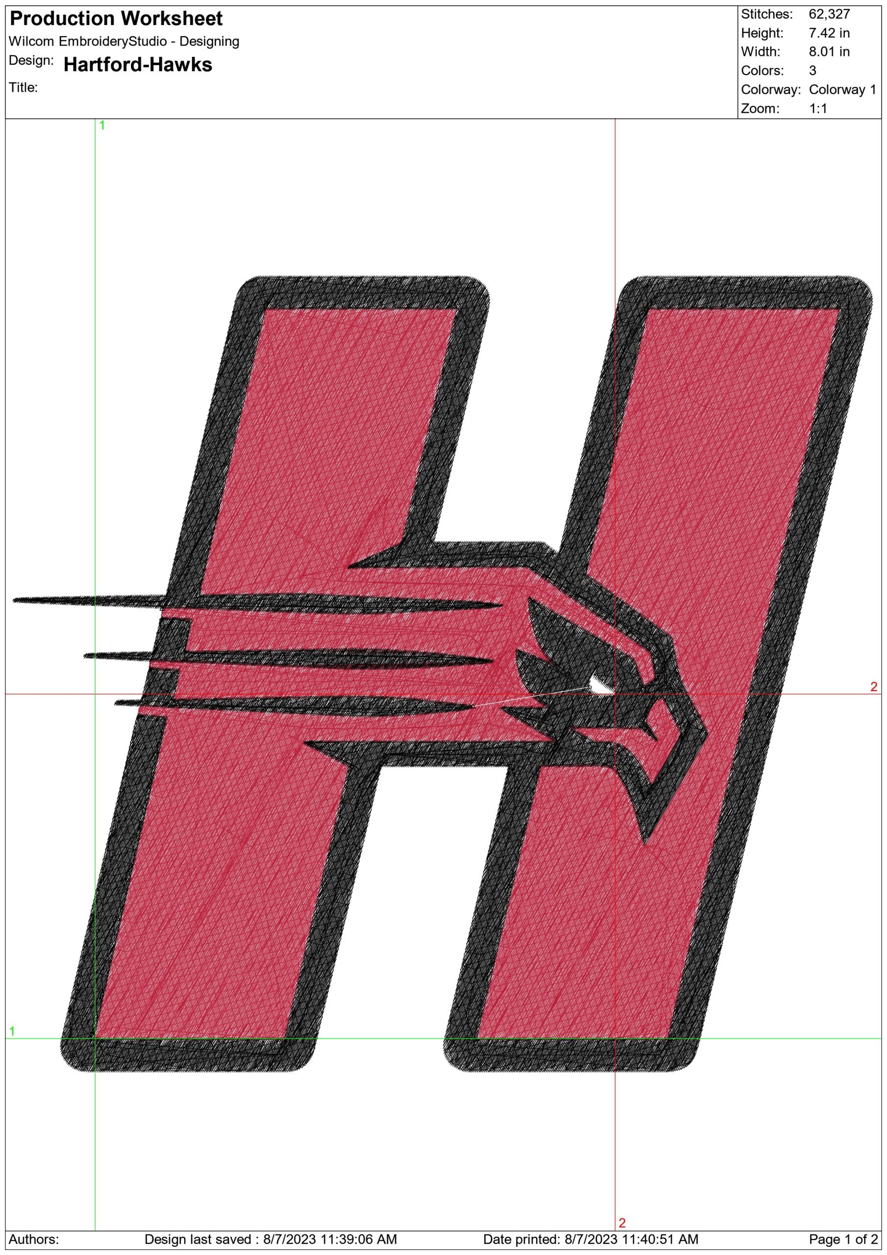 Hartford Hawks embroidery design, University of Hartford, New England embroidery machine pattern embroidery file instant download — view 2