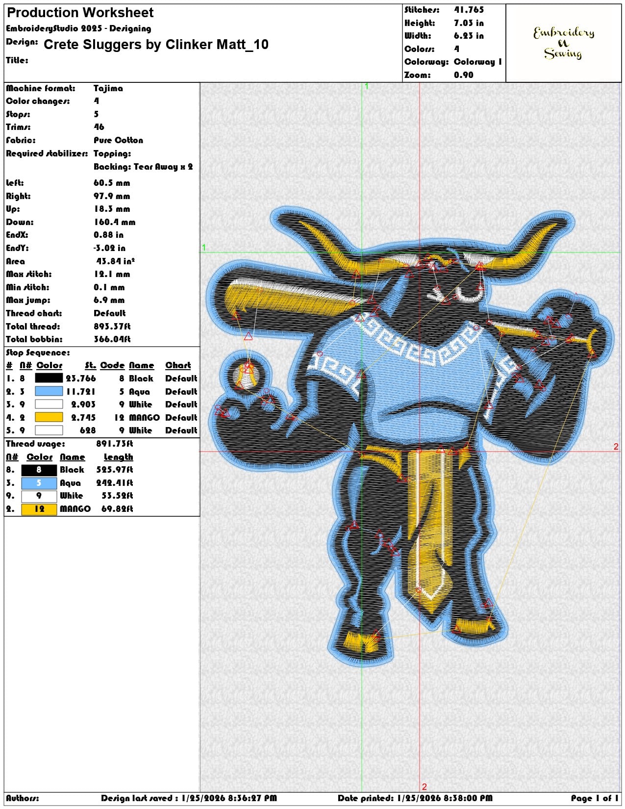 Crete Sluggers by Clinker Matt   - Elegant embroidery design file - instant download — view 3