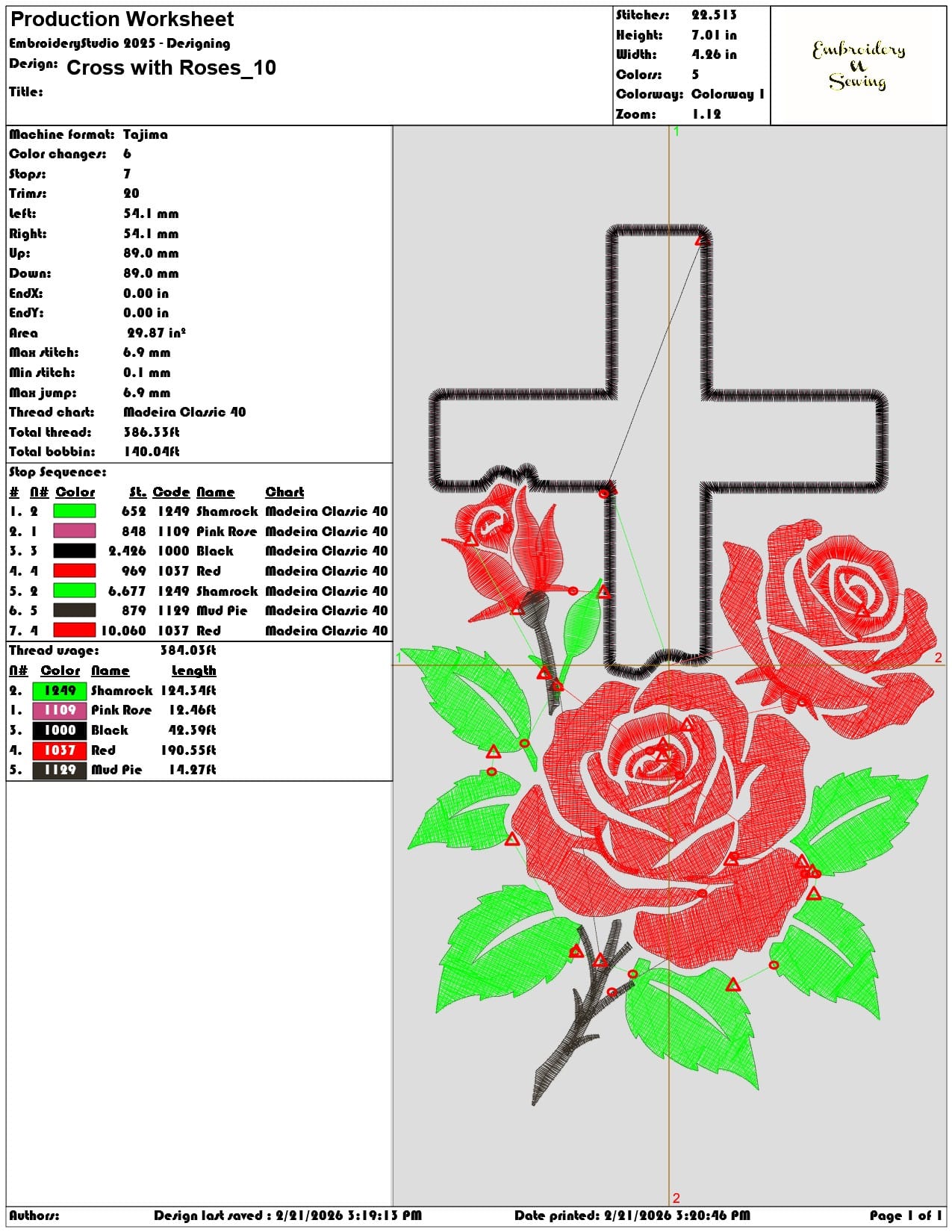 Cross with Roses   - Elegant embroidery design file - instant download — view 3