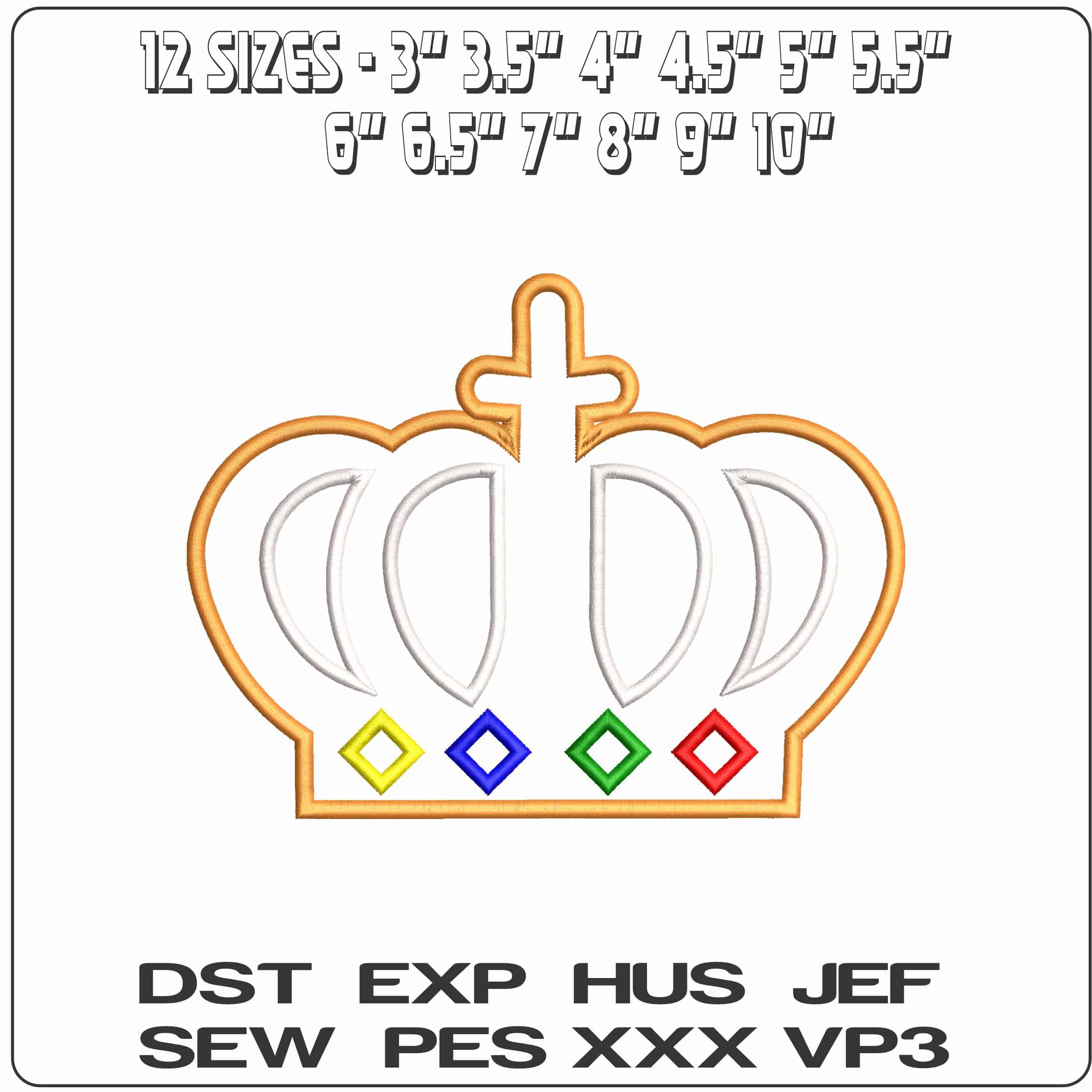 Crown Applique   - Elegant embroidery design file - instant download — view 2