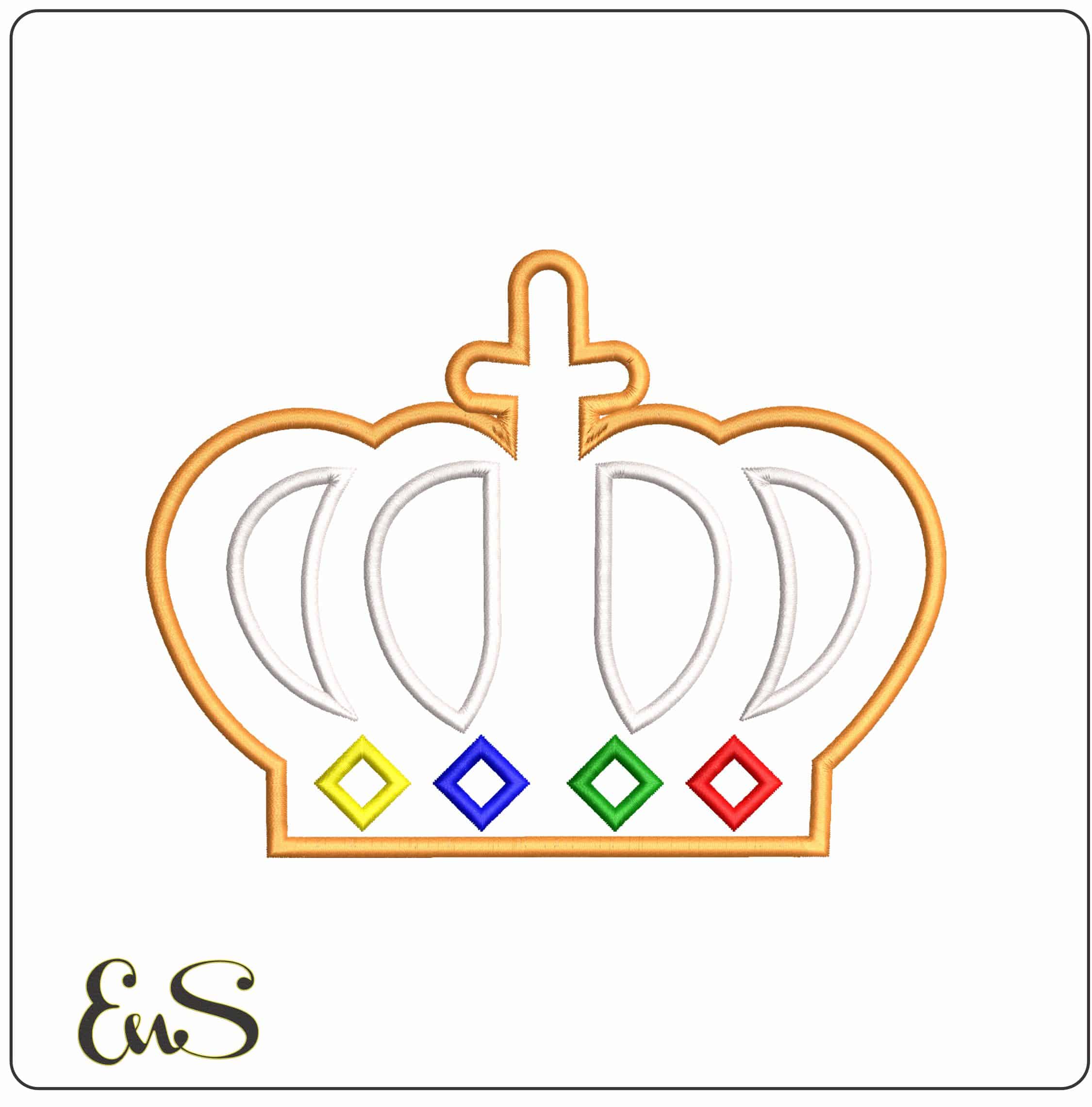 Crown Applique   - Elegant embroidery design file - instant download