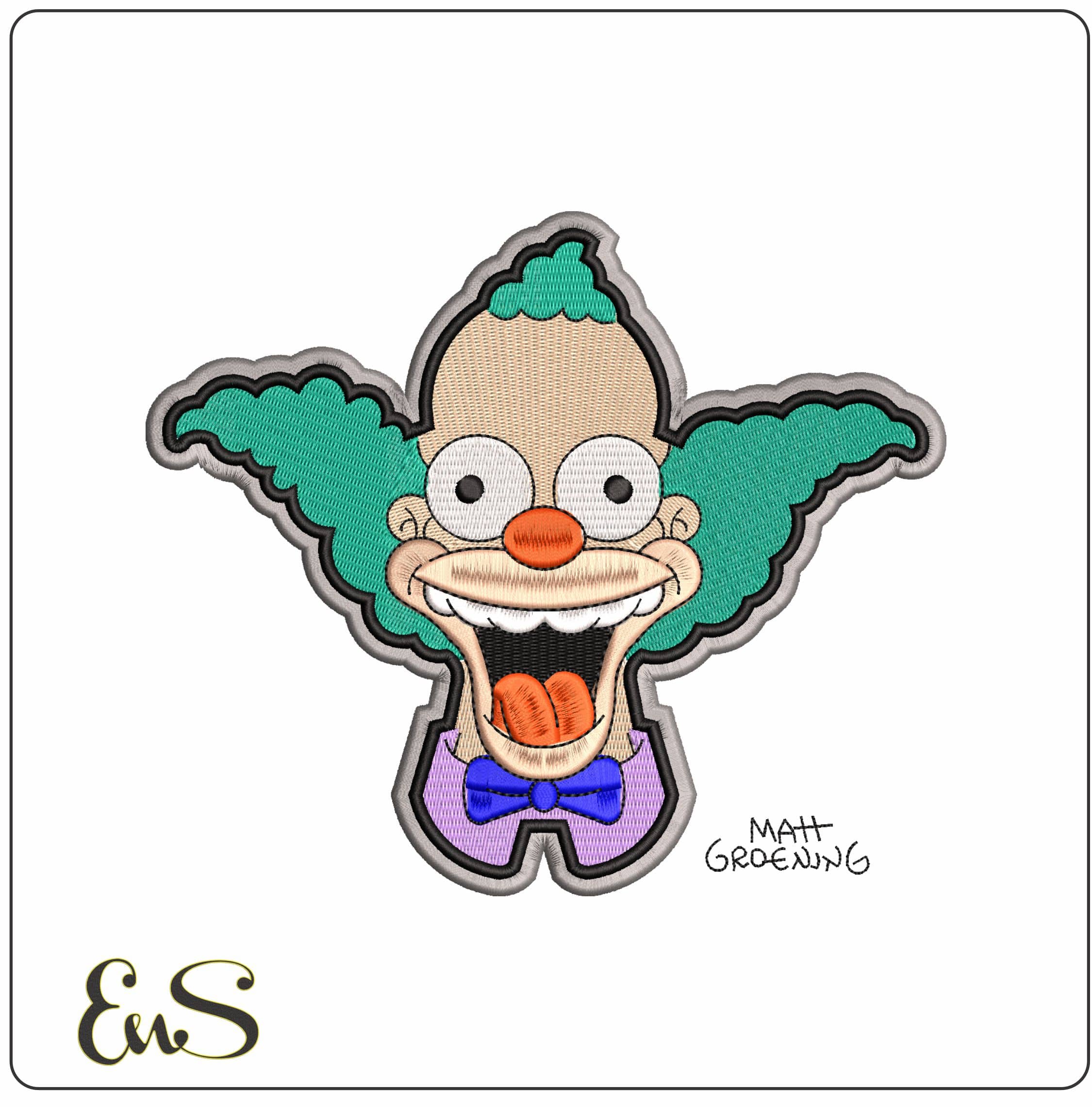 Crusty The Clown Head The Simspons   - Elegant embroidery design file - instant download