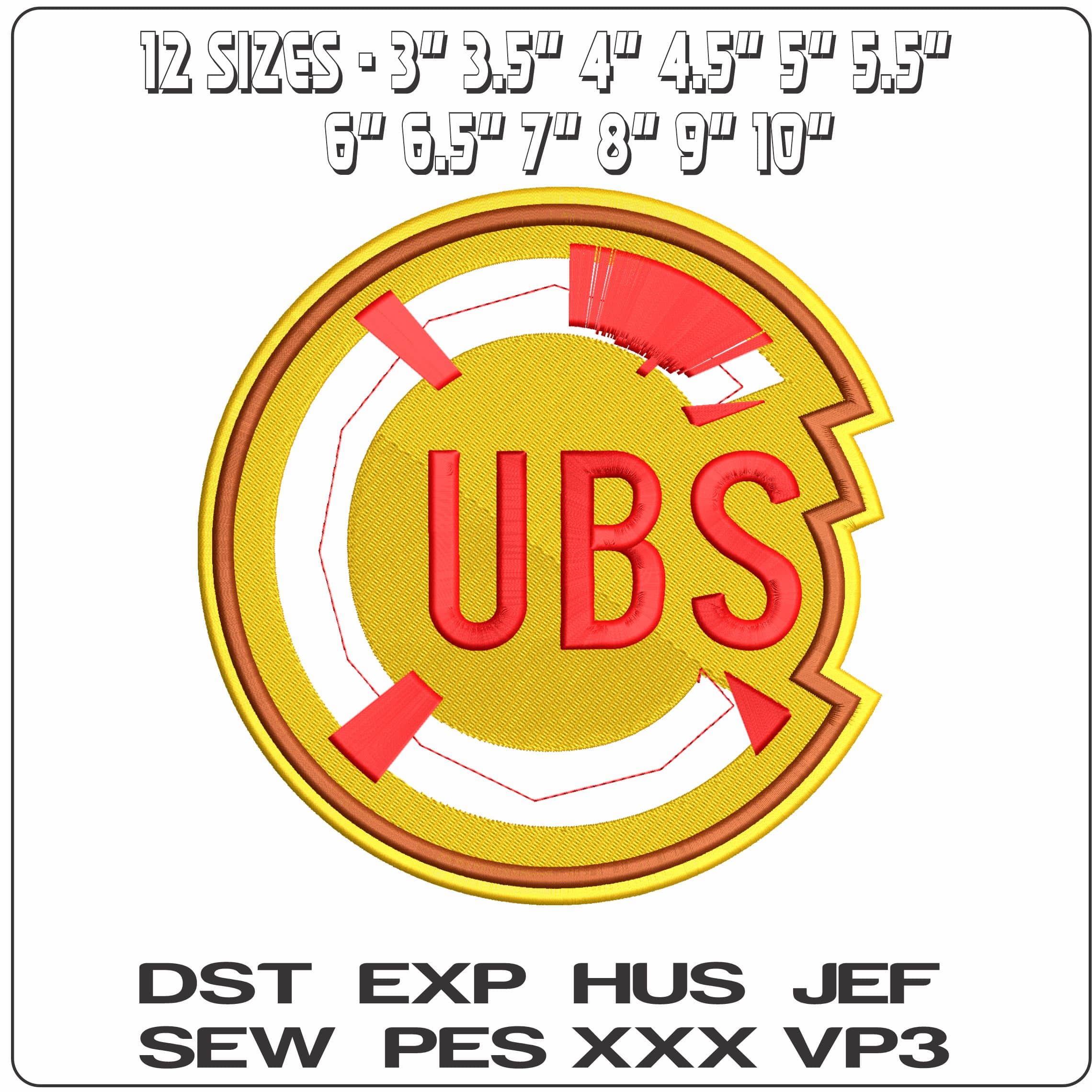 Cubs Circulo   - Elegant embroidery design file - instant download — view 2