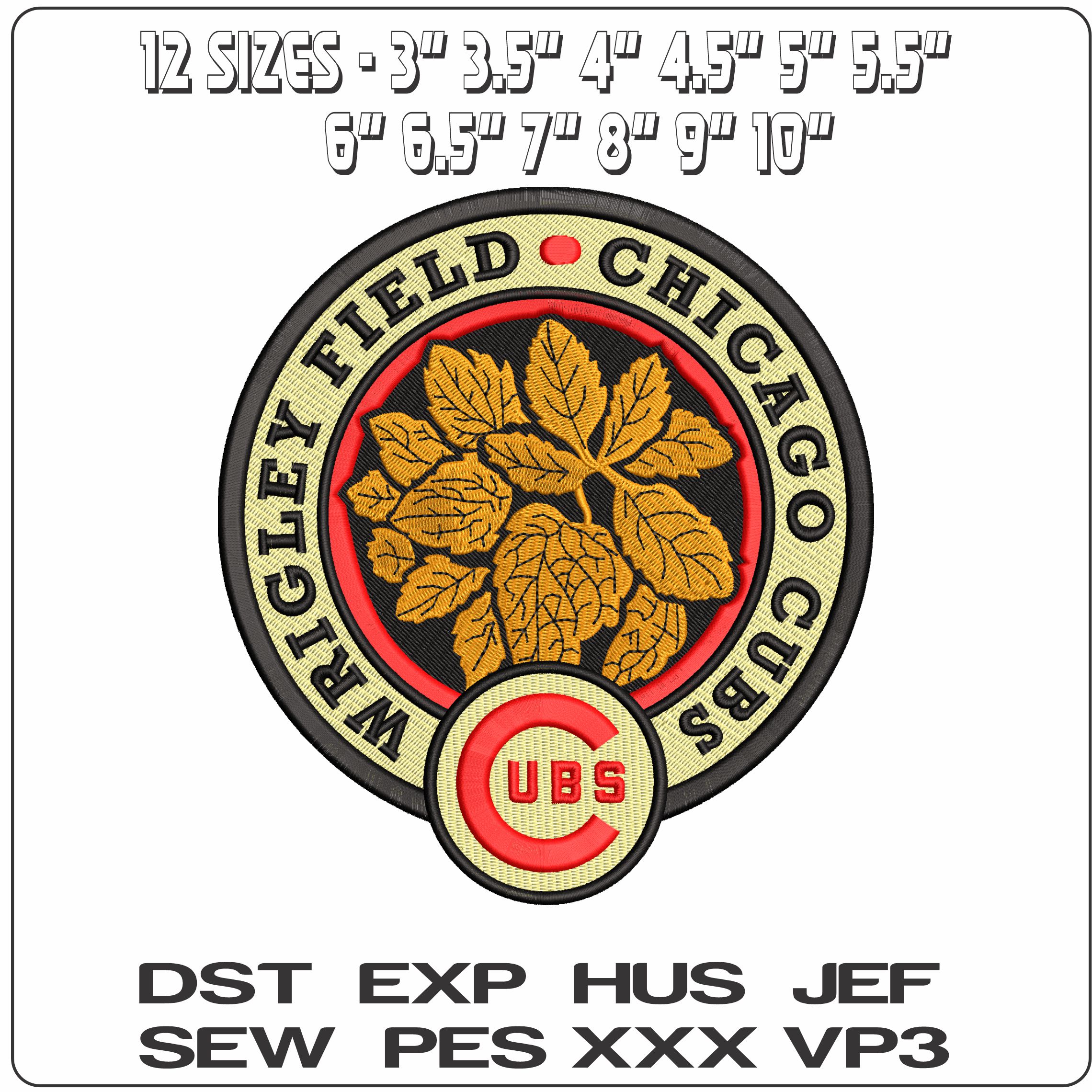 Cubs Wrigley   - Elegant embroidery design file - instant download — view 2