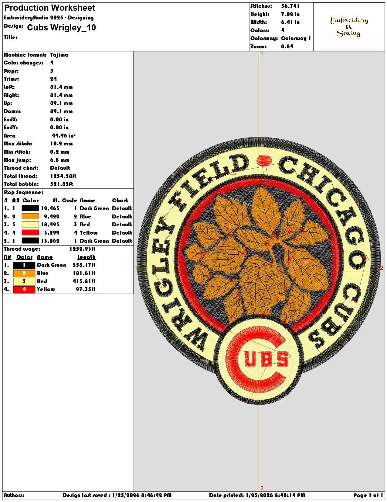 Cubs Wrigley   - Elegant embroidery design file - instant download — view 3