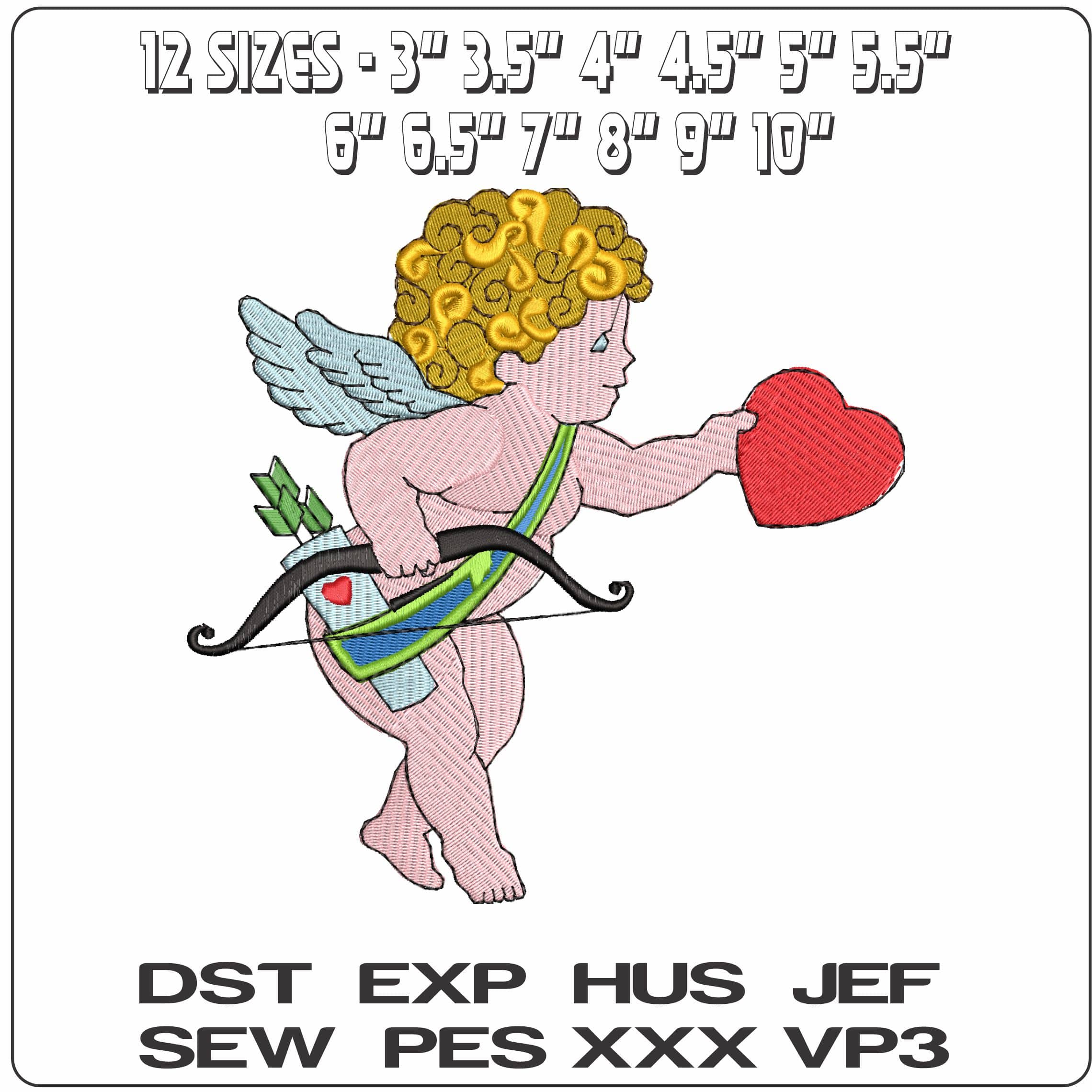 Cupid holding Heart   - Elegant embroidery design file - instant download — view 2