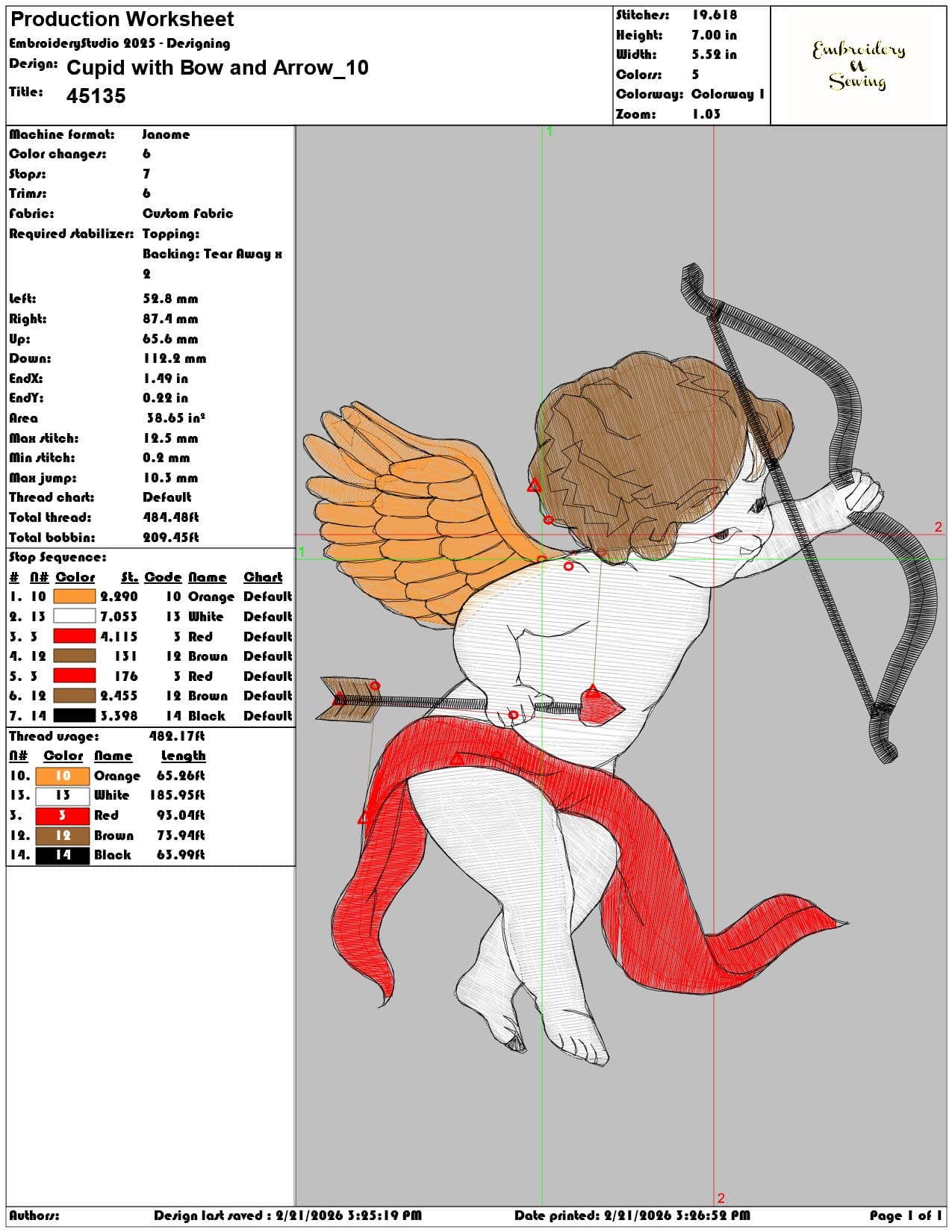 Cupid with Bow and Arrow   - Elegant embroidery design file - instant download — view 3