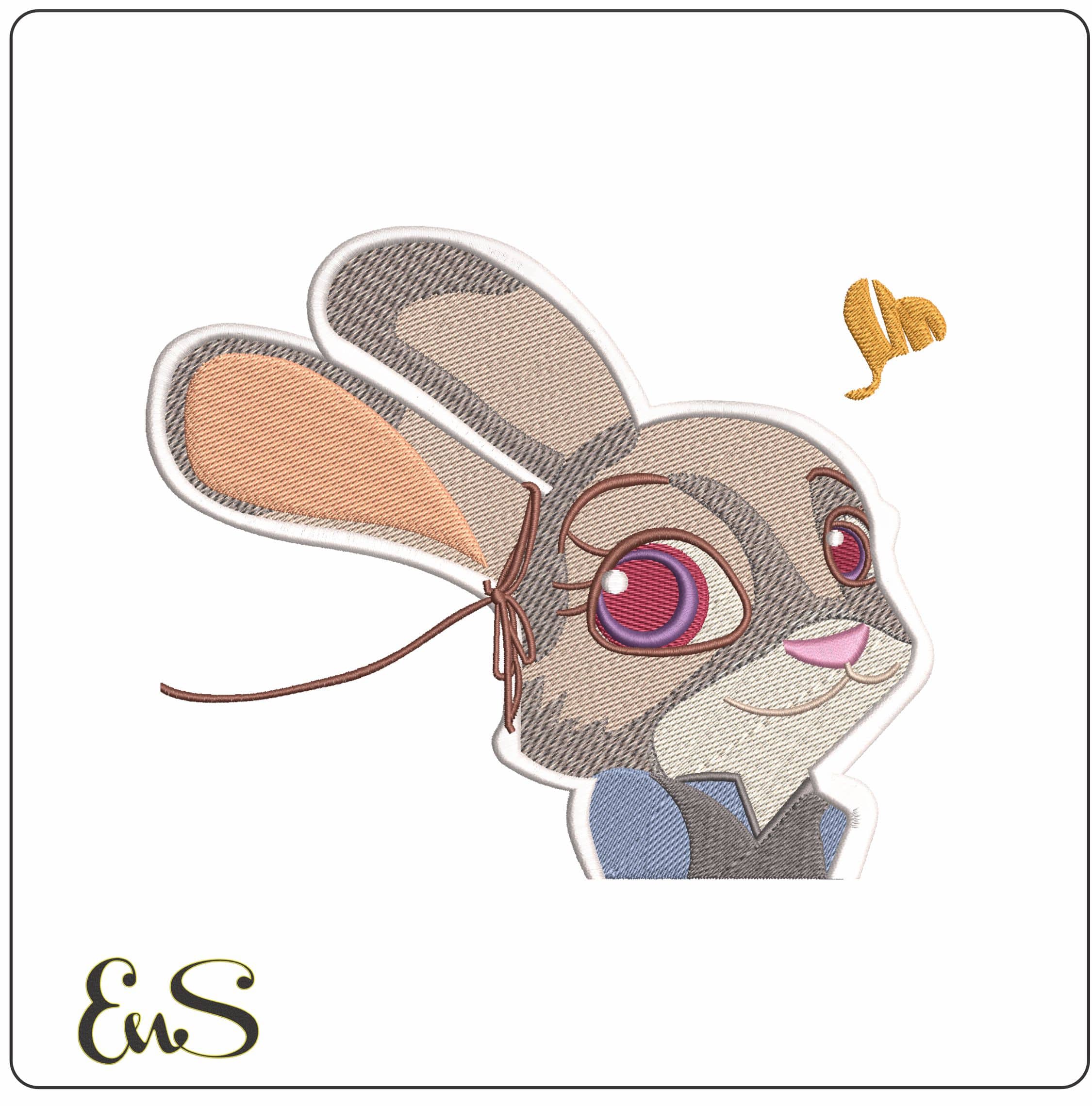 Cute Bunny Head   - Elegant embroidery design file - instant download