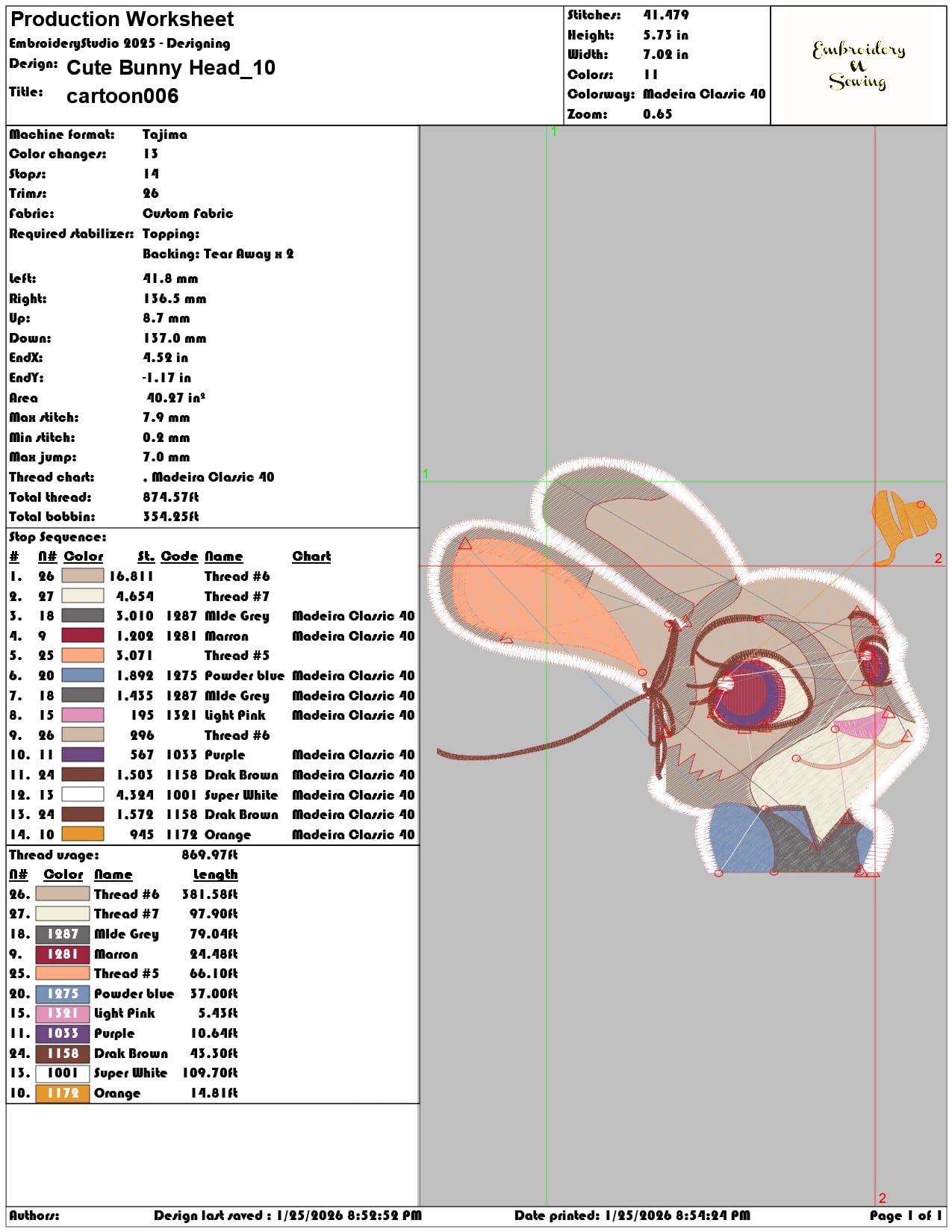 Cute Bunny Head   - Elegant embroidery design file - instant download — view 3