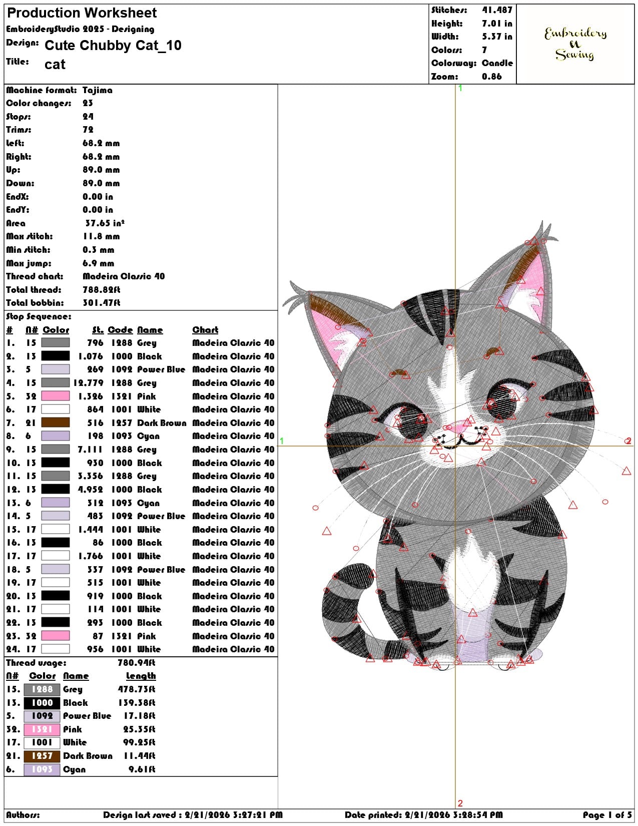 Cute Chubby Cat   - Elegant embroidery design file - instant download — view 3