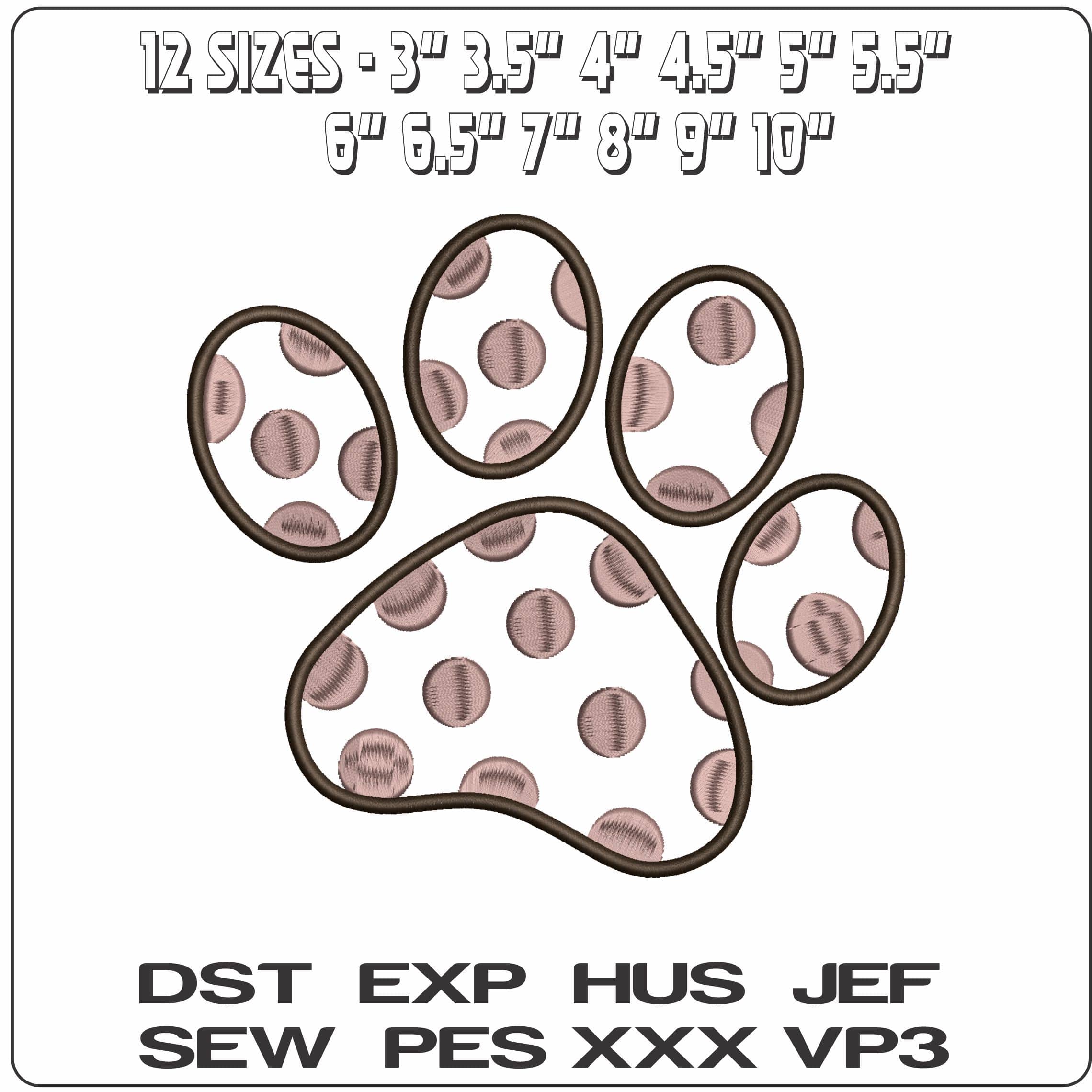 Cute Spotted Dog Paw   - Elegant embroidery design file - instant download — view 2