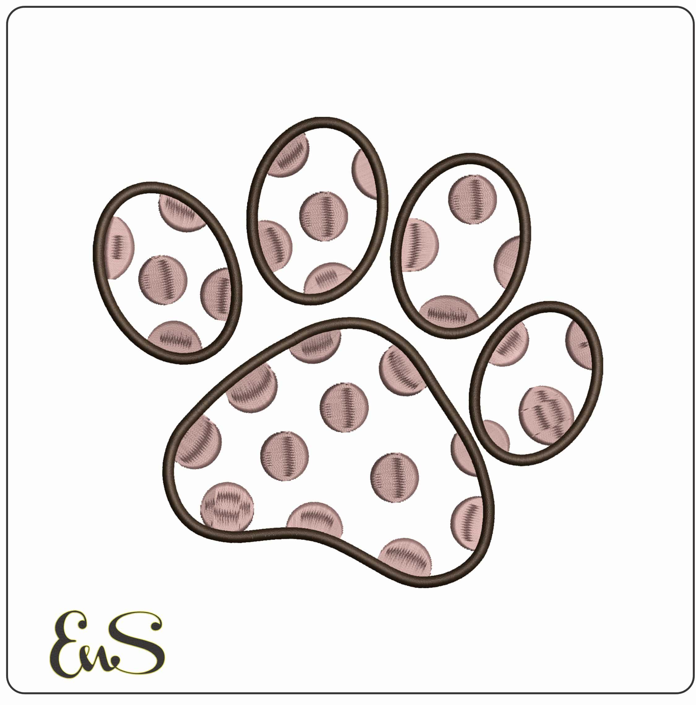 Cute Spotted Dog Paw   - Elegant embroidery design file - instant download