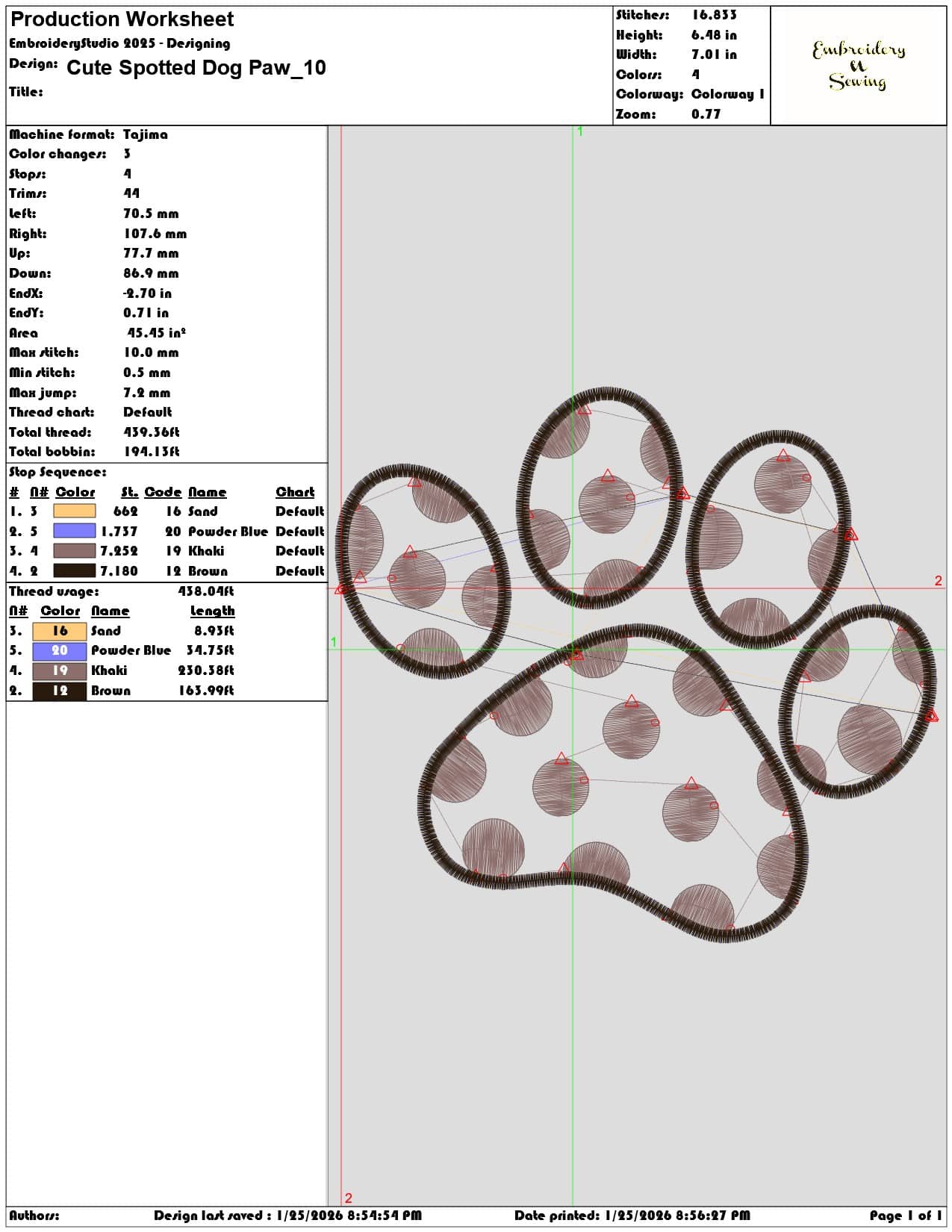 Cute Spotted Dog Paw   - Elegant embroidery design file - instant download — view 3