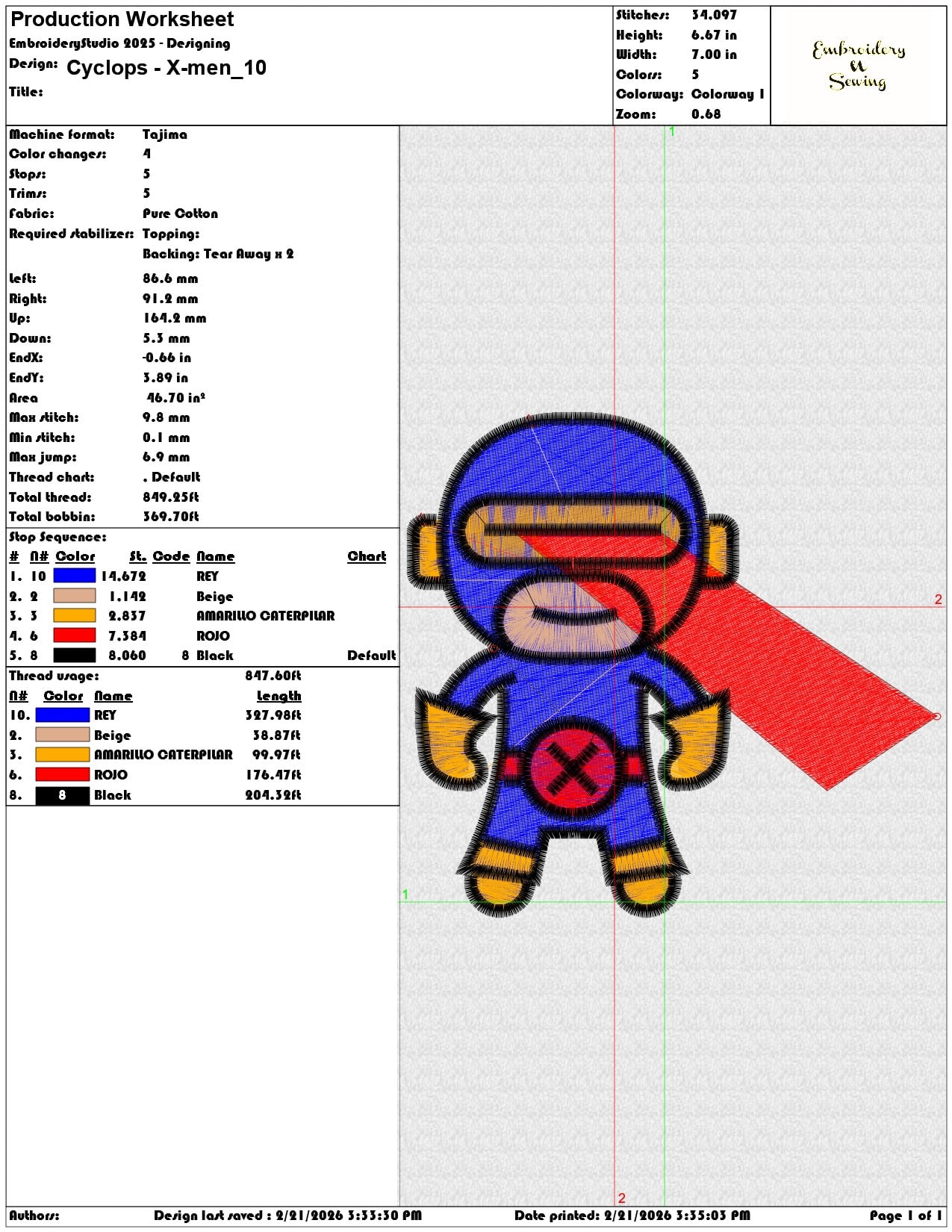 Cyclops X men   - Elegant embroidery design file - instant download — view 3