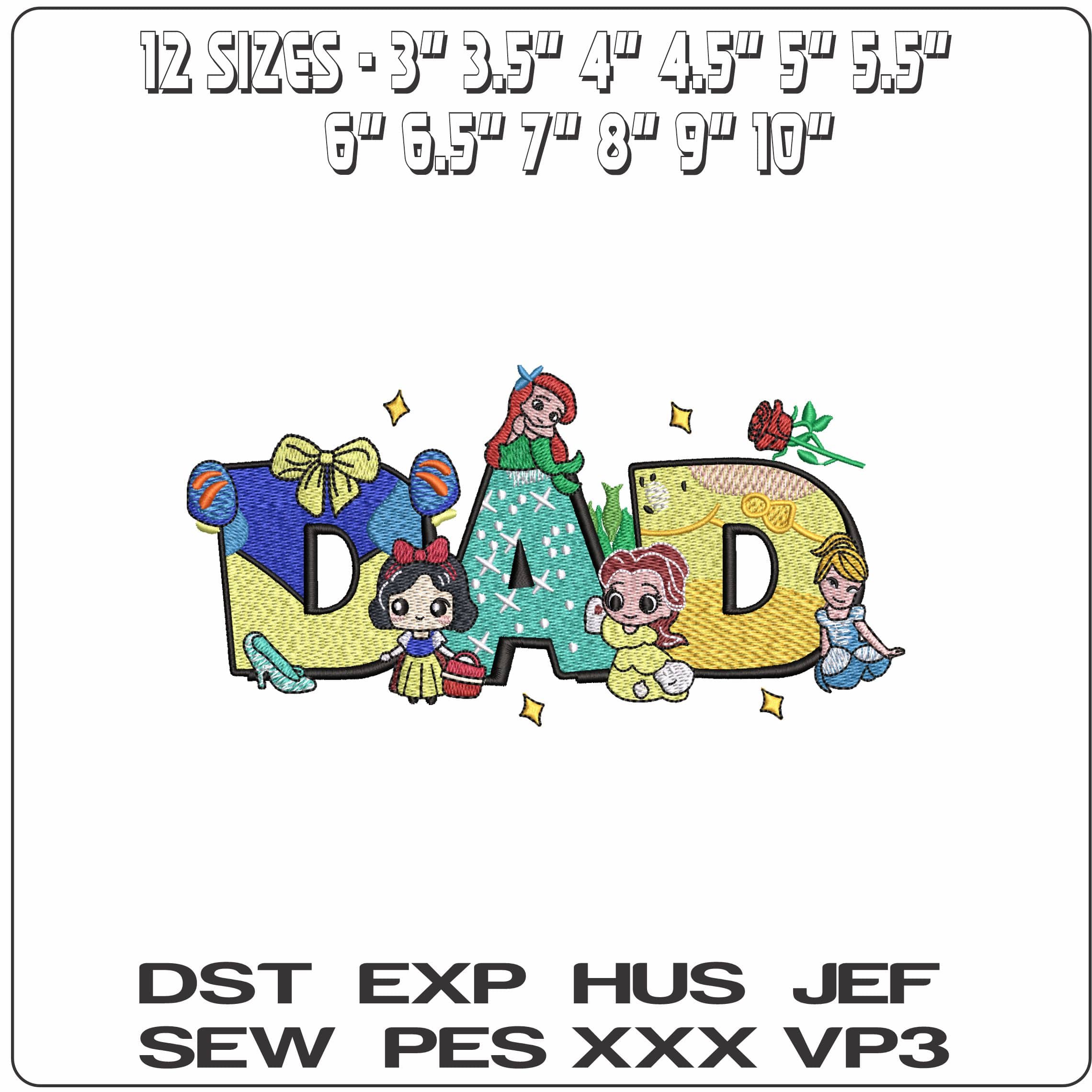 Dad Princess   - Elegant embroidery design file - instant download — view 2