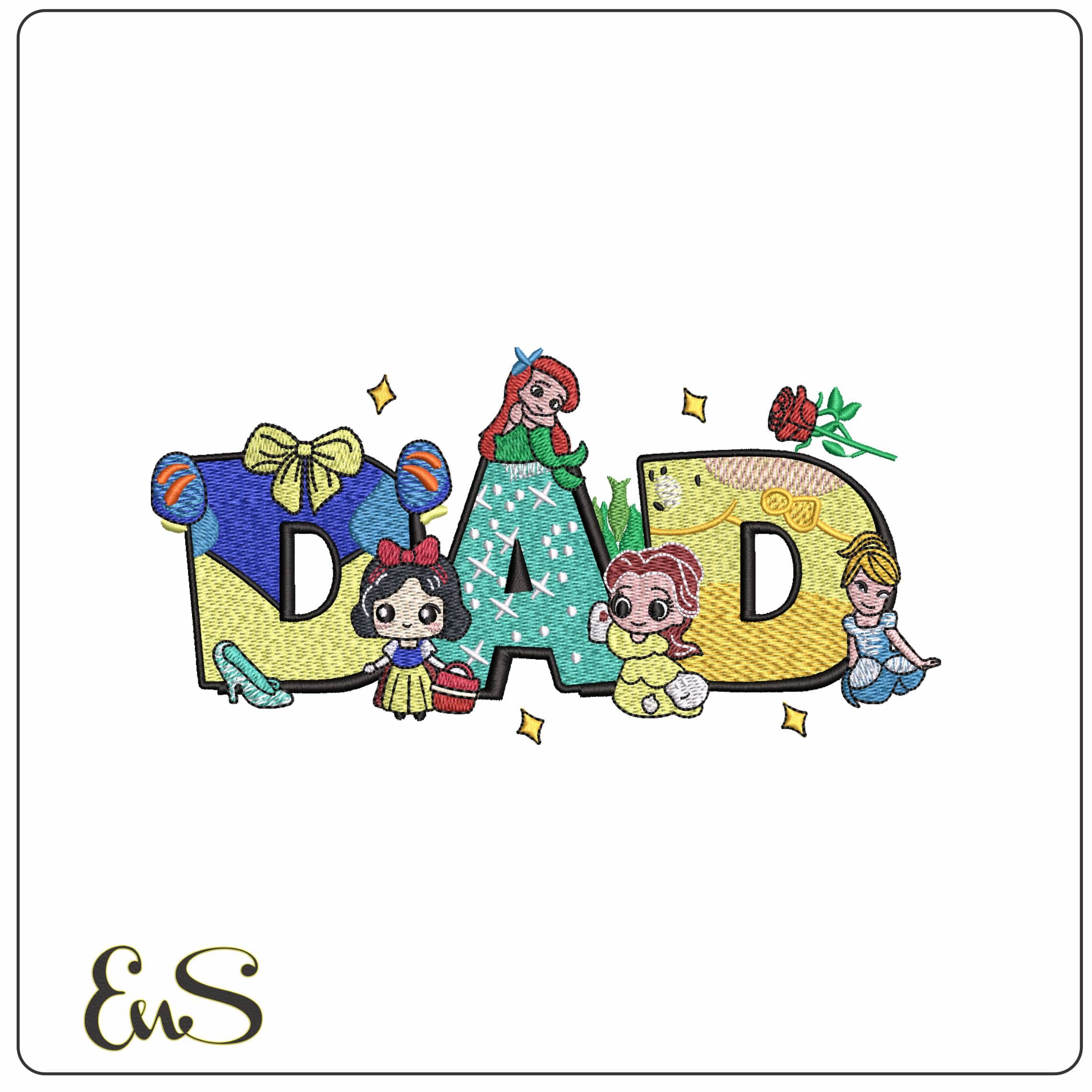 Dad Princess   - Elegant embroidery design file - instant download