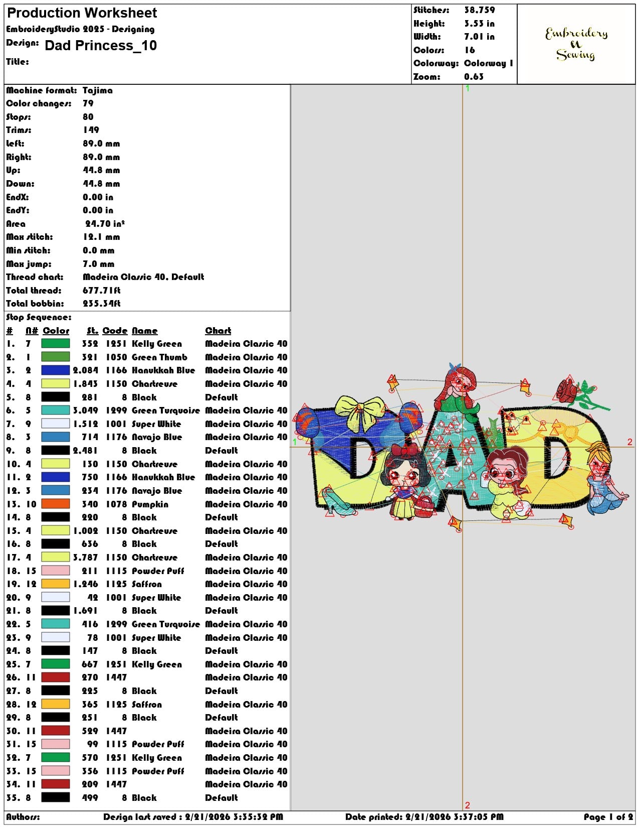 Dad Princess   - Elegant embroidery design file - instant download — view 3