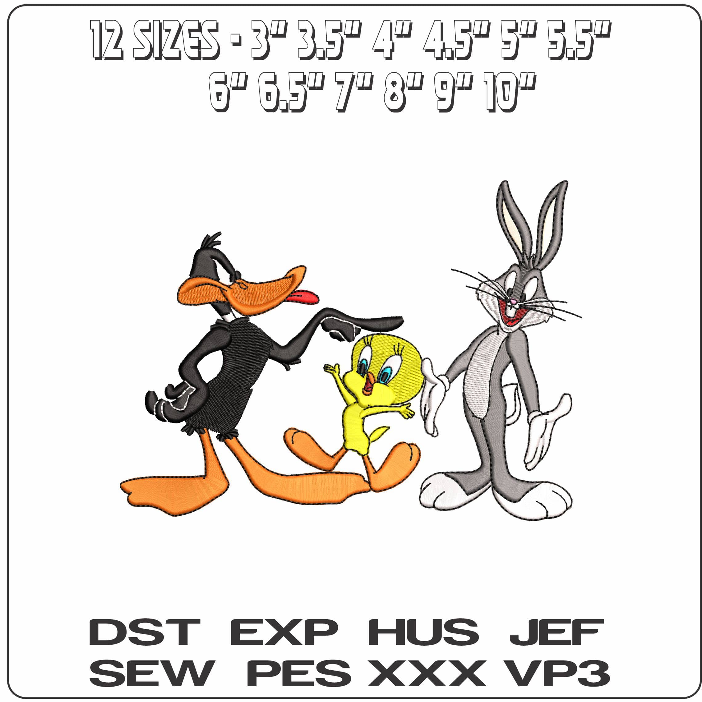 Daffy Tweety and Bugs Looney Tunes   - Elegant embroidery design file - instant download — view 2