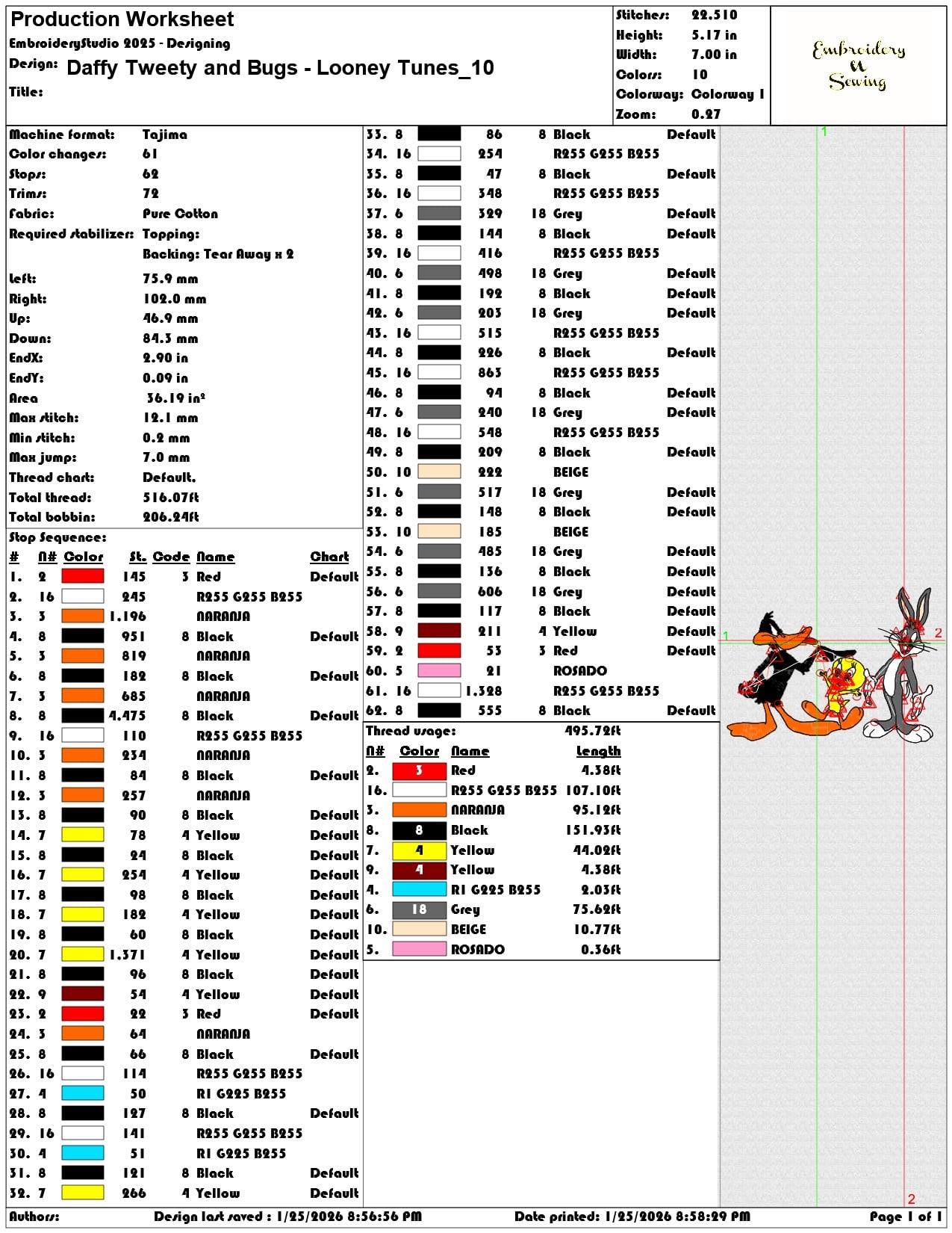 Daffy Tweety and Bugs Looney Tunes   - Elegant embroidery design file - instant download — view 3
