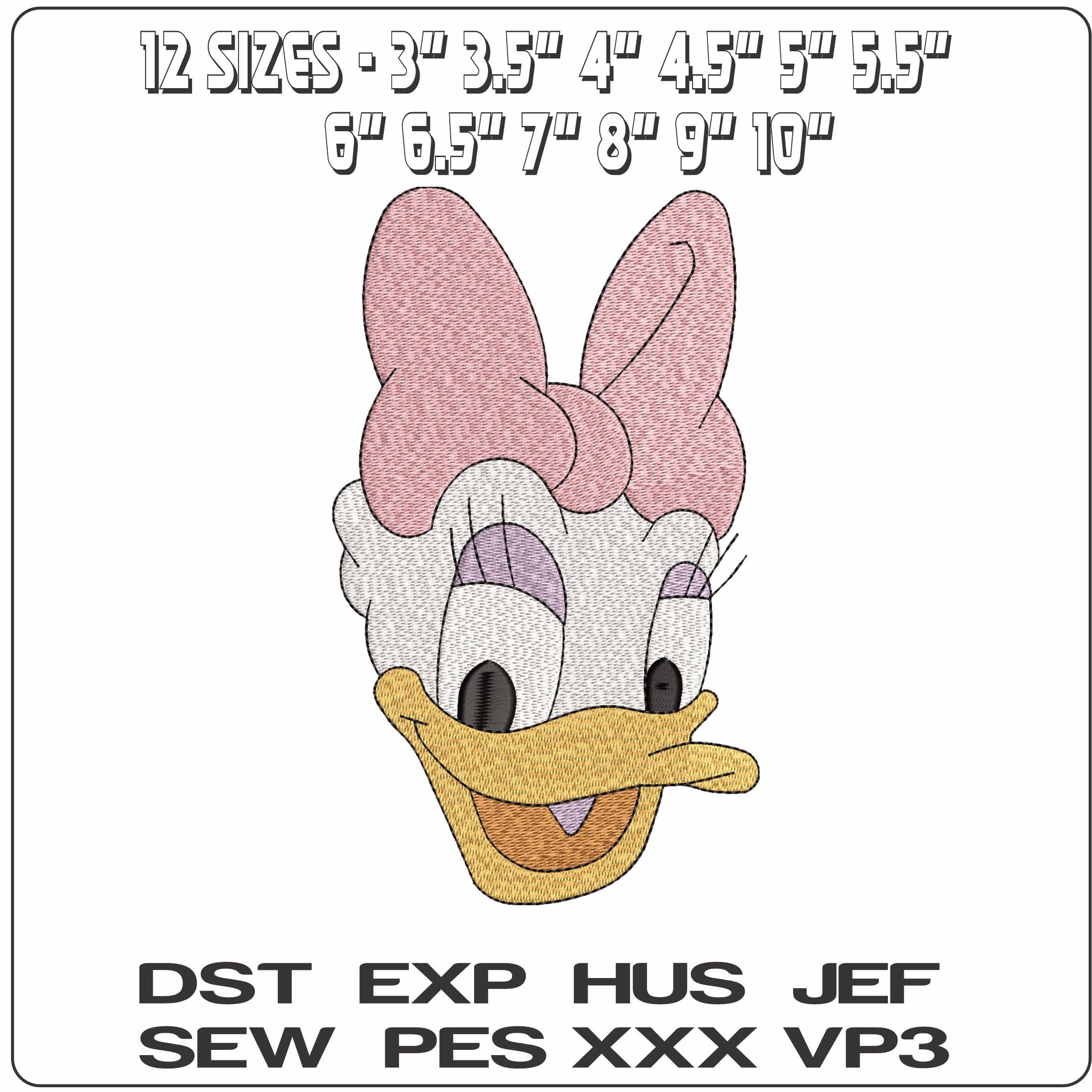 Daisy Duck Head Disney   - Elegant embroidery design file - instant download — view 2