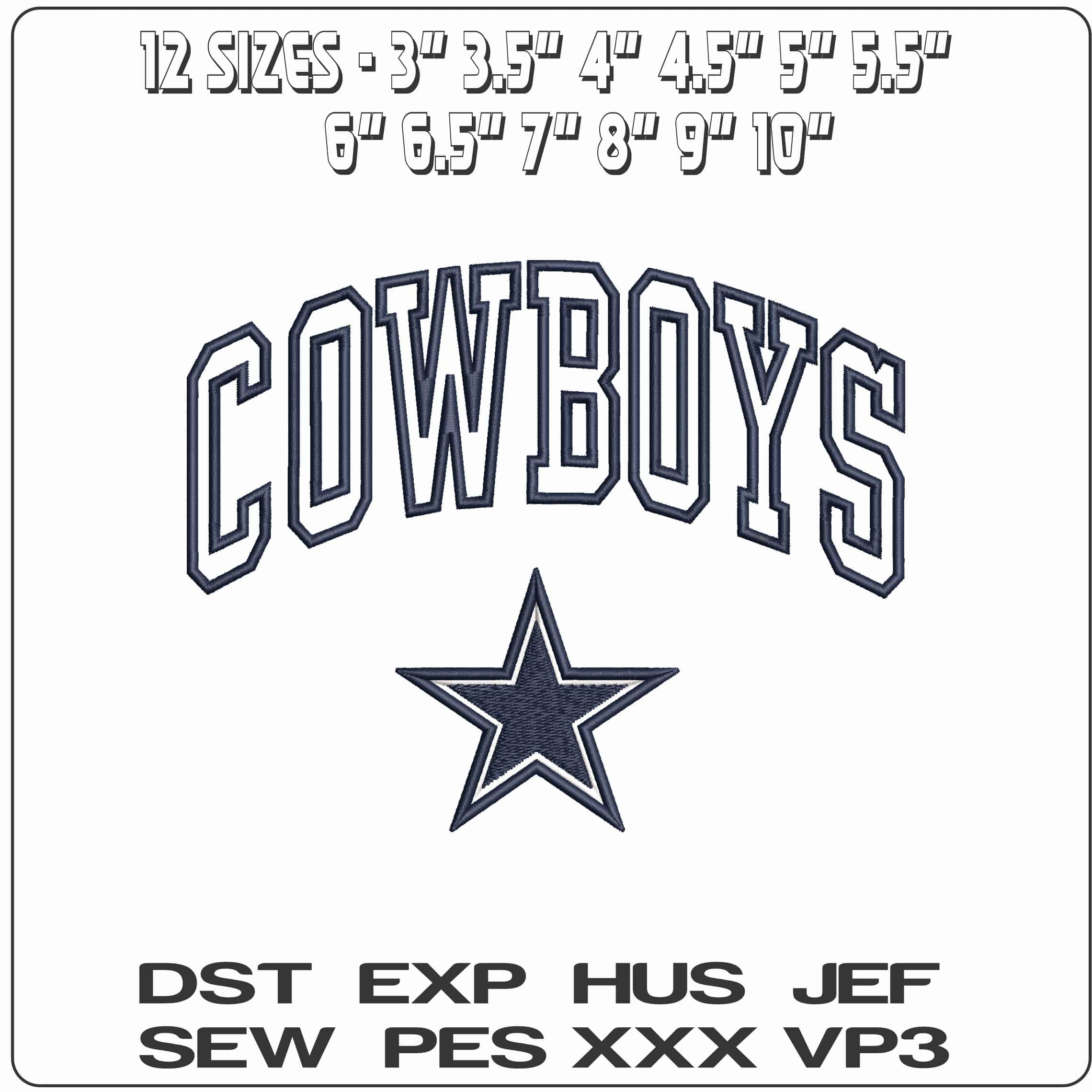 Dallas Cowboys Star NFL   - Elegant embroidery design file - instant download — view 2