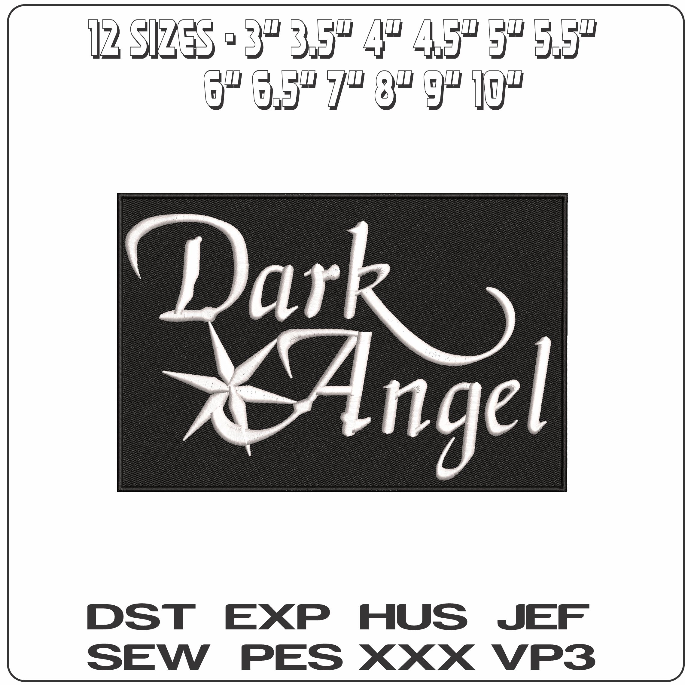 Dark Angel Star   - Elegant embroidery design file - instant download — view 2