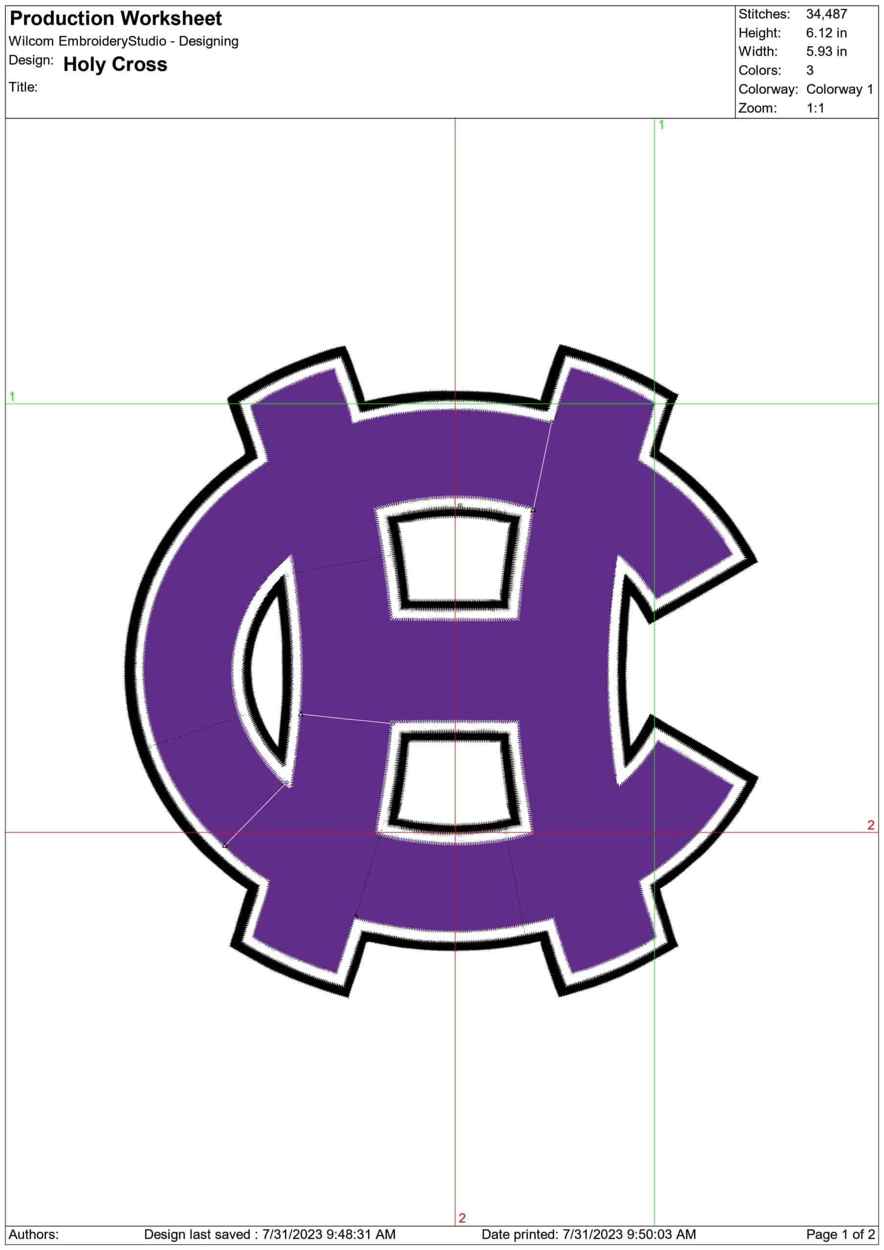 Holy Cross embroidery design - College of Holy Cross Logo embroidery machine pattern embroidery file - instant download in a frame — view 2