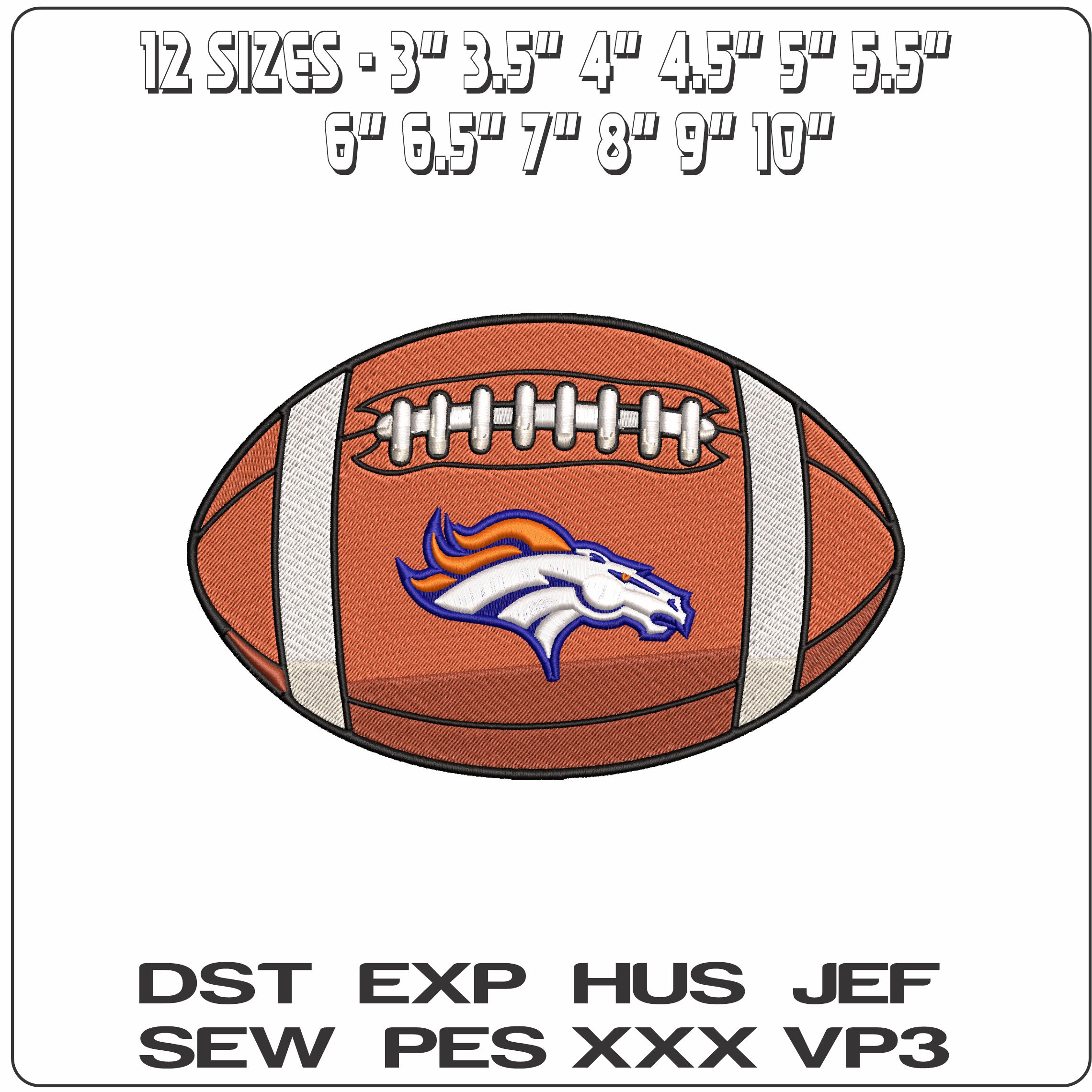 Denver Broncos American Football NFL   - Elegant embroidery design file - instant download — view 2
