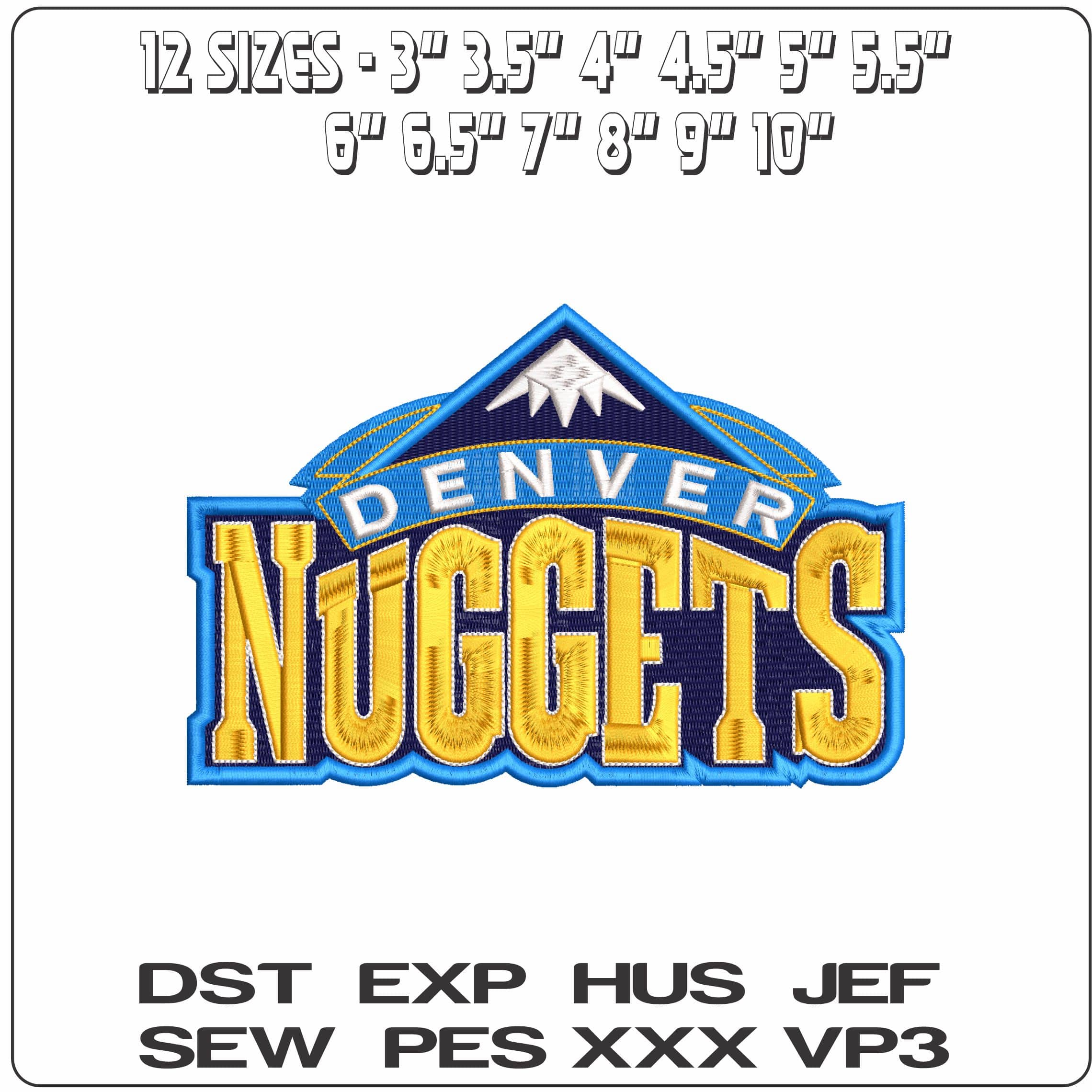 Denver Nuggets NBA   - Elegant embroidery design file - instant download — view 2