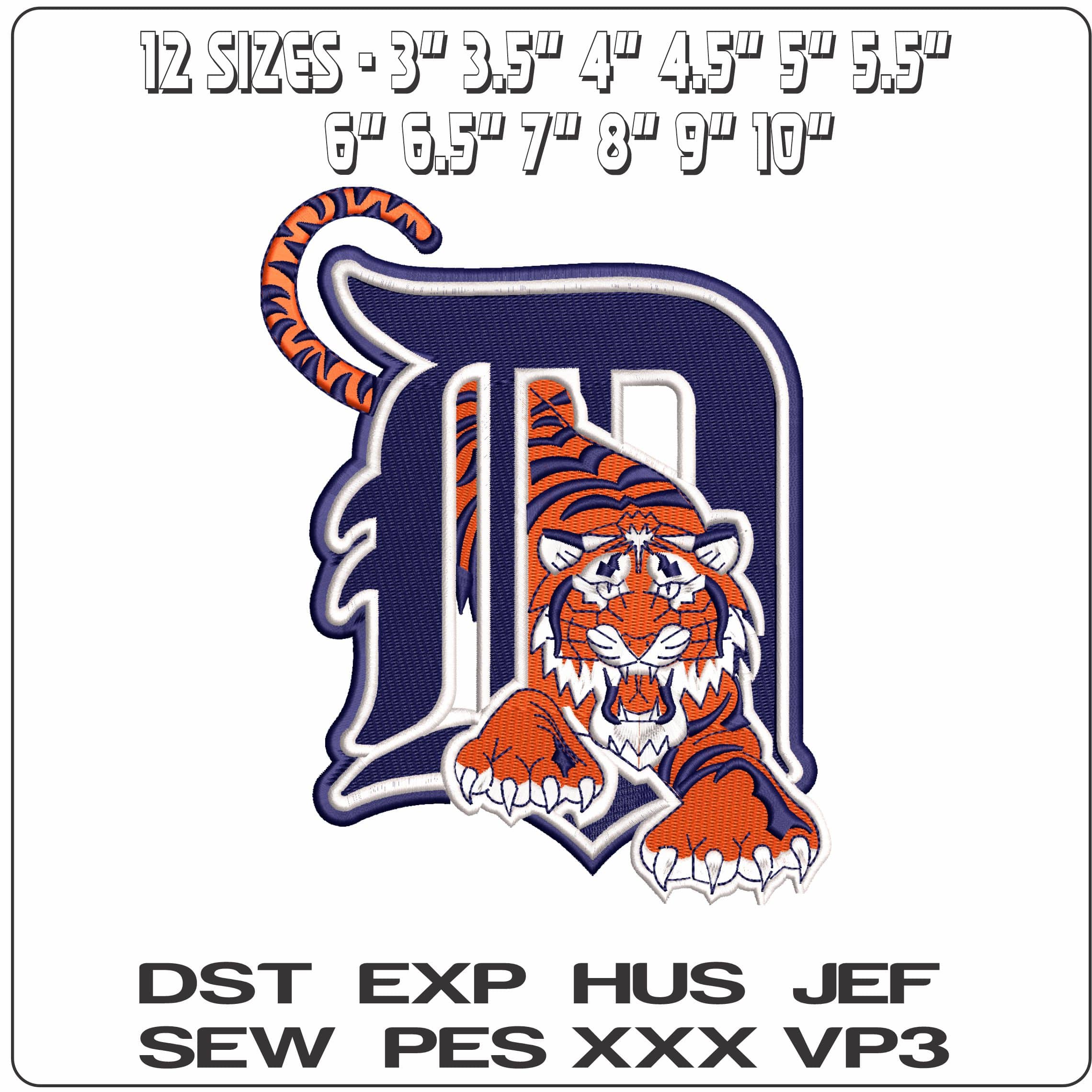 Detroit Tigers D Crouching Tiger MLB   - Elegant embroidery design file - instant download — view 2