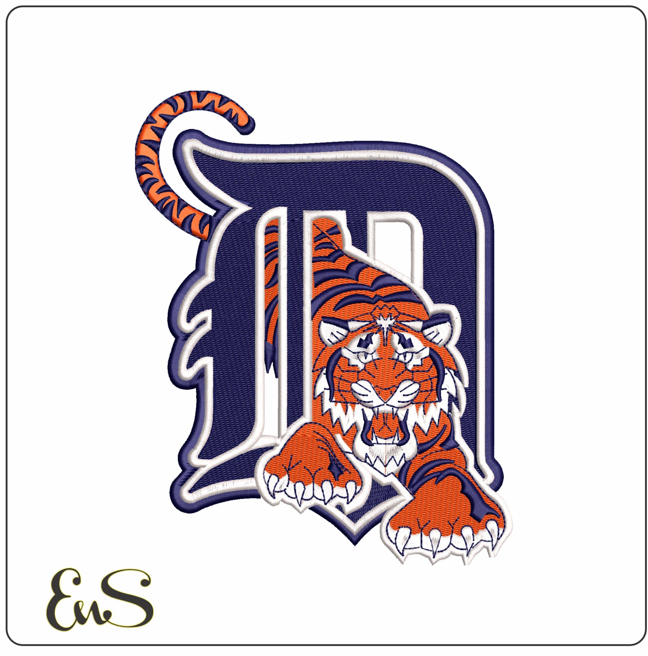 Detroit Tigers D Crouching Tiger MLB   - Elegant embroidery design file - instant download