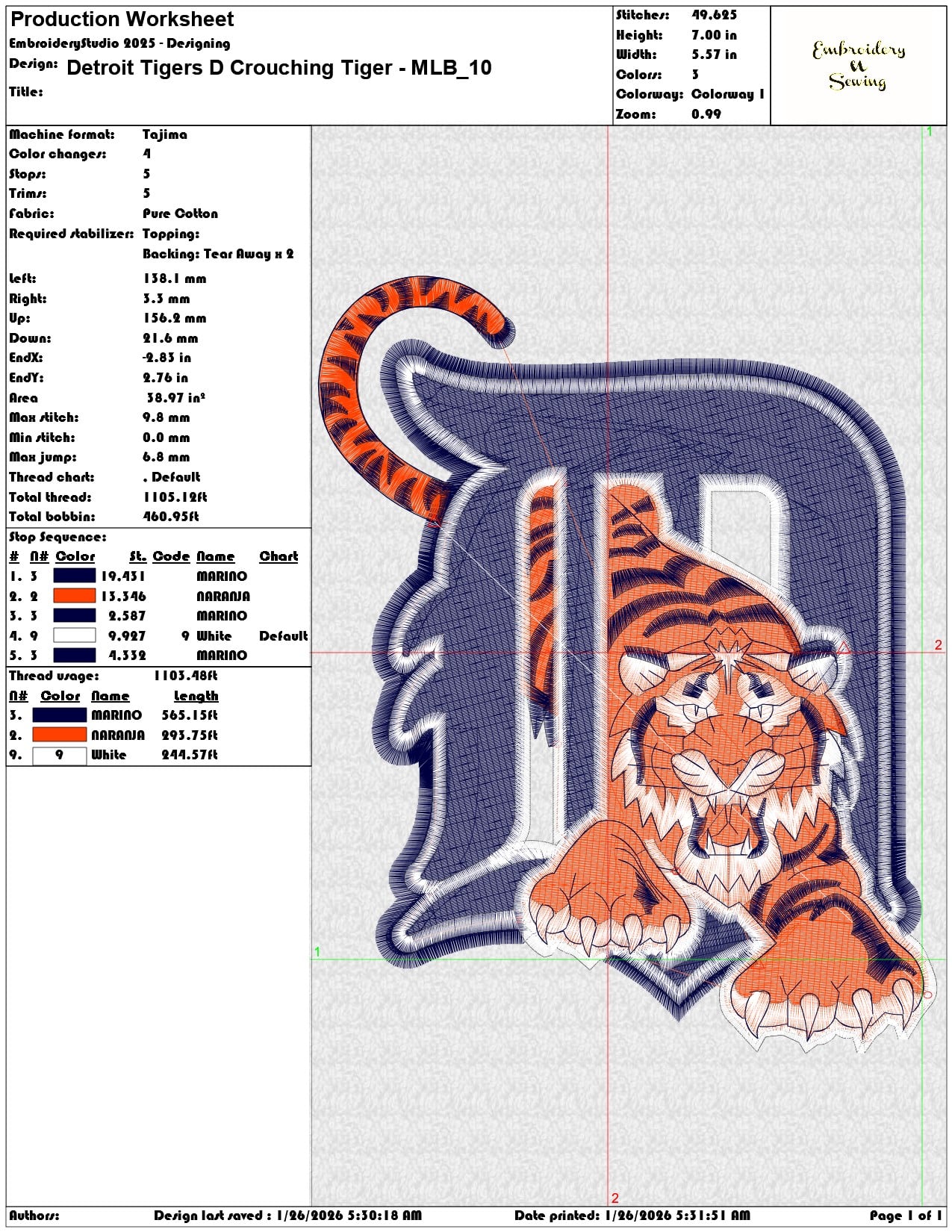 Detroit Tigers D Crouching Tiger MLB   - Elegant embroidery design file - instant download — view 3