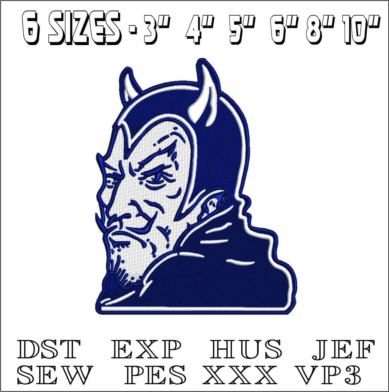 Devil face Mascot 1947   - Elegant embroidery design file - instant download — view 2