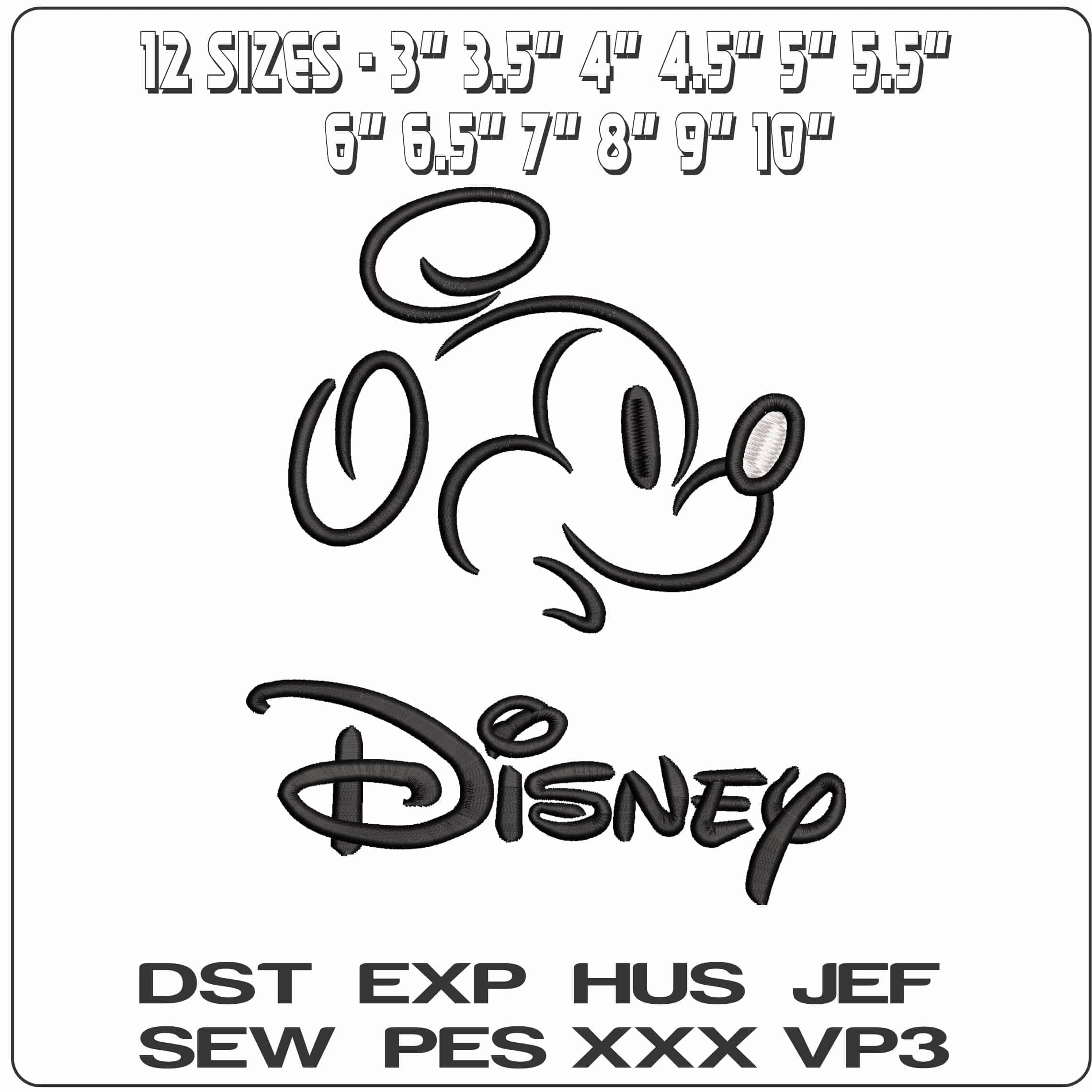 Disney Mickey Mouse side head Outline Disney   - Elegant embroidery design file - instant download — view 2