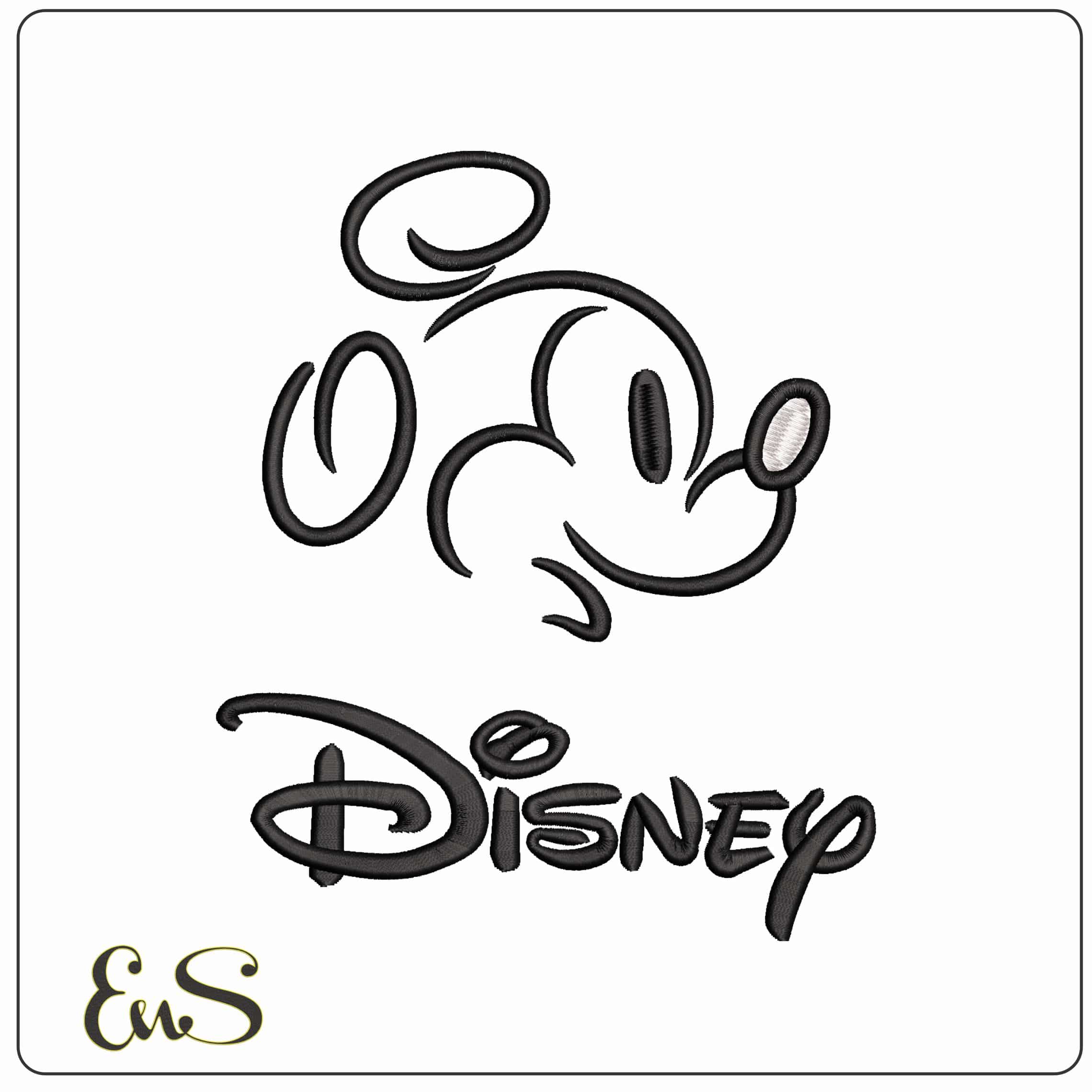Disney Mickey Mouse side head Outline Disney   - Elegant embroidery design file - instant download