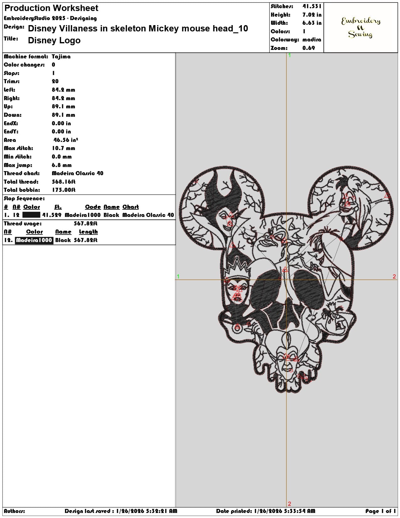 Disney Villaness in skeleton Mickey mouse head   - Elegant embroidery design file - instant download — view 3