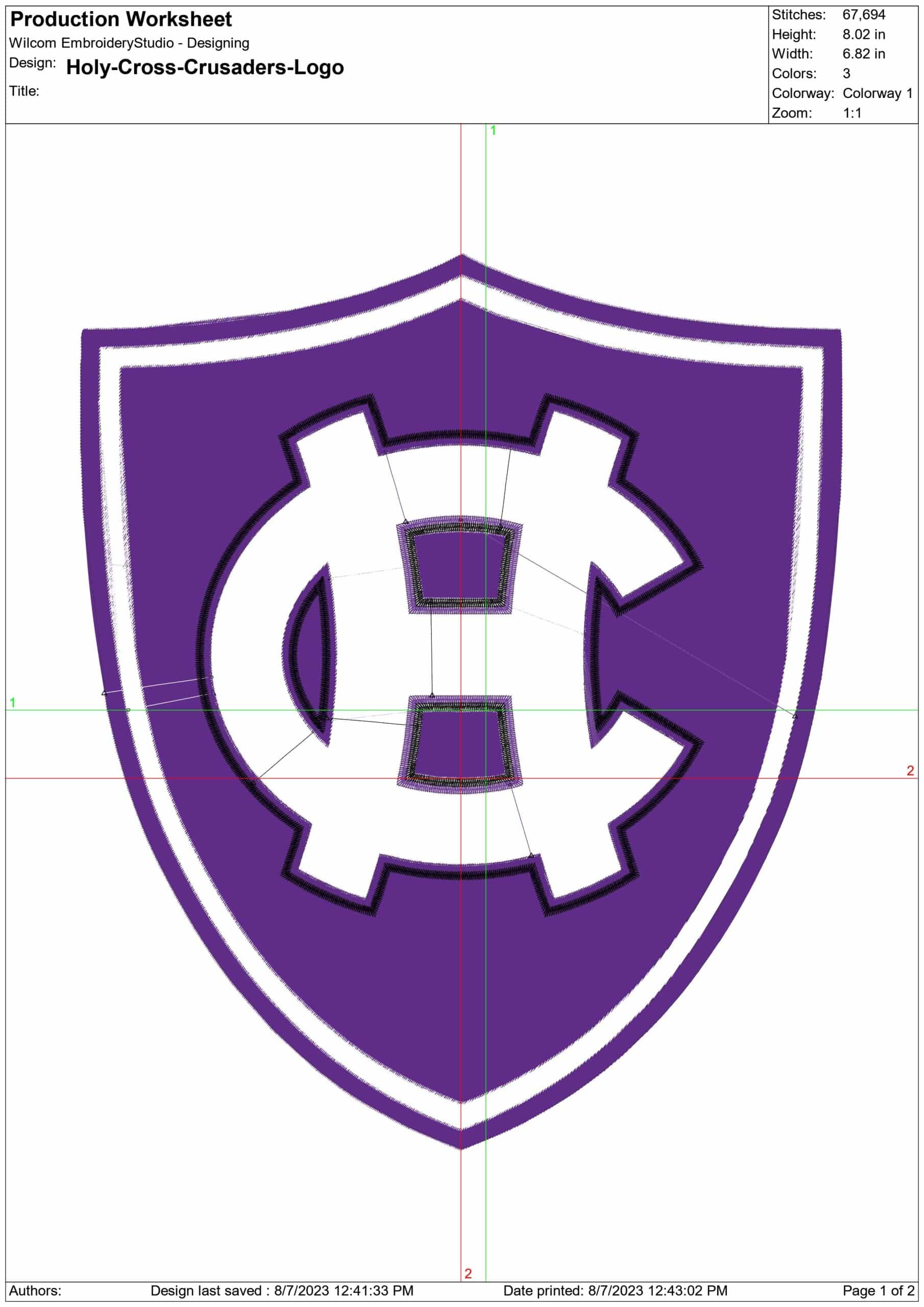 Holy Cross embroidery design - College of Holy Cross Logo embroidery machine pattern embroidery file - instant download in a frame — view 2
