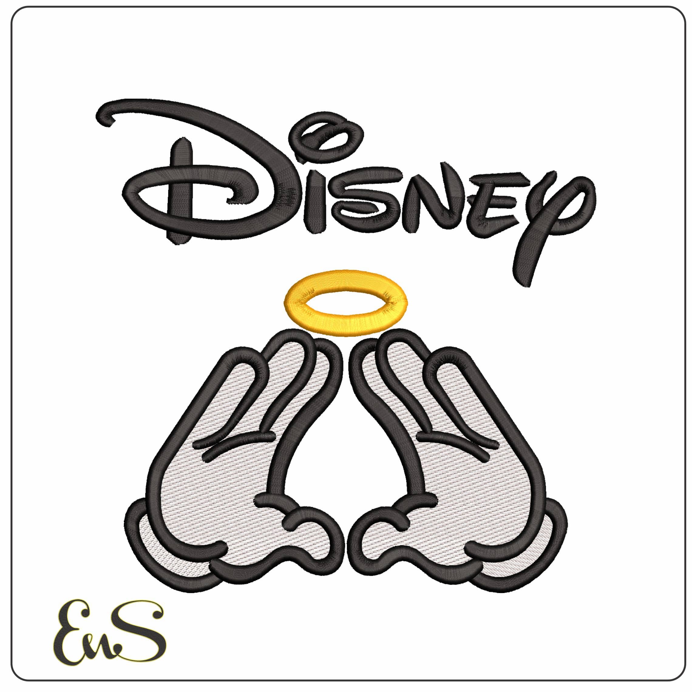 Disney with Mickey Mouse hands Halo Disney   - Elegant embroidery design file - instant download