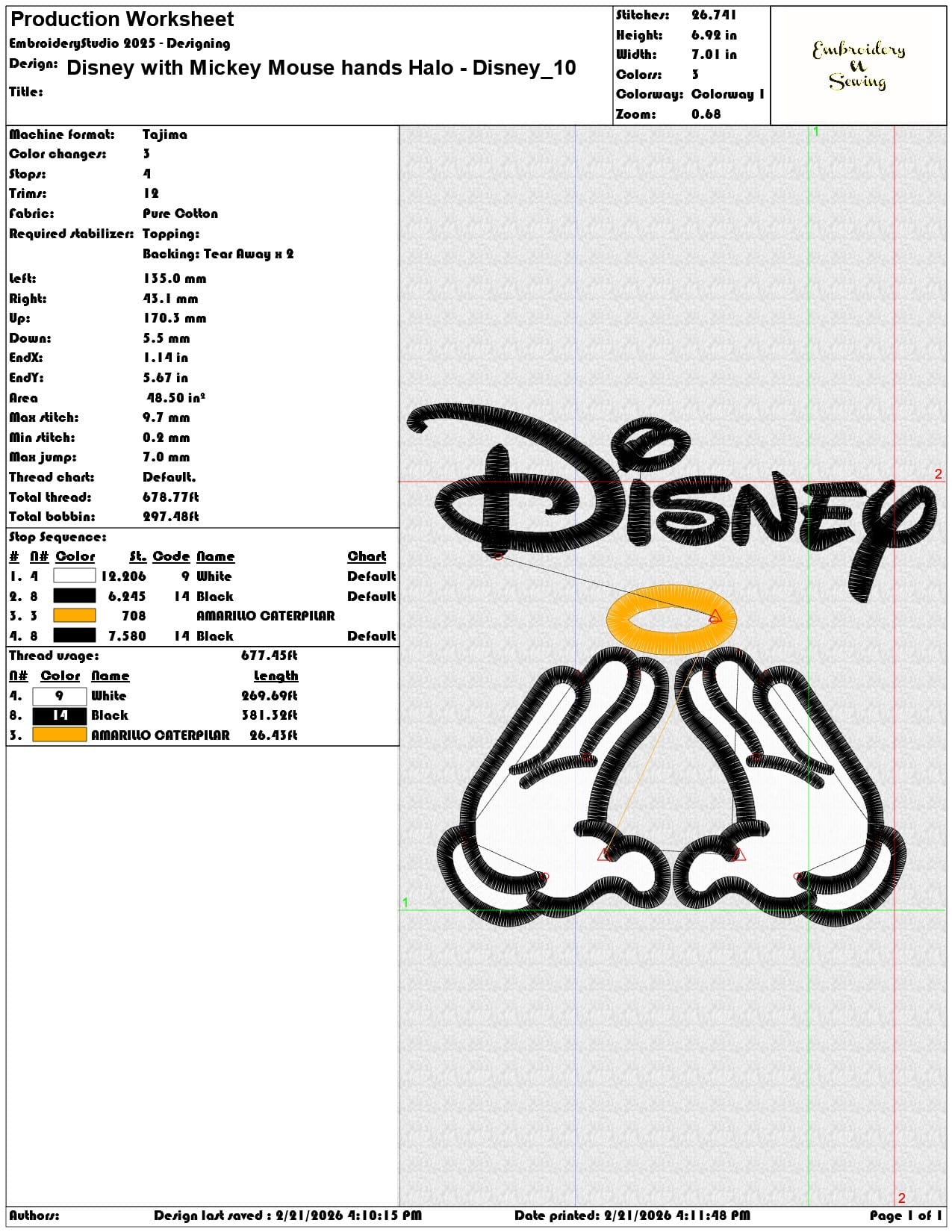 Disney with Mickey Mouse hands Halo Disney   - Elegant embroidery design file - instant download — view 3