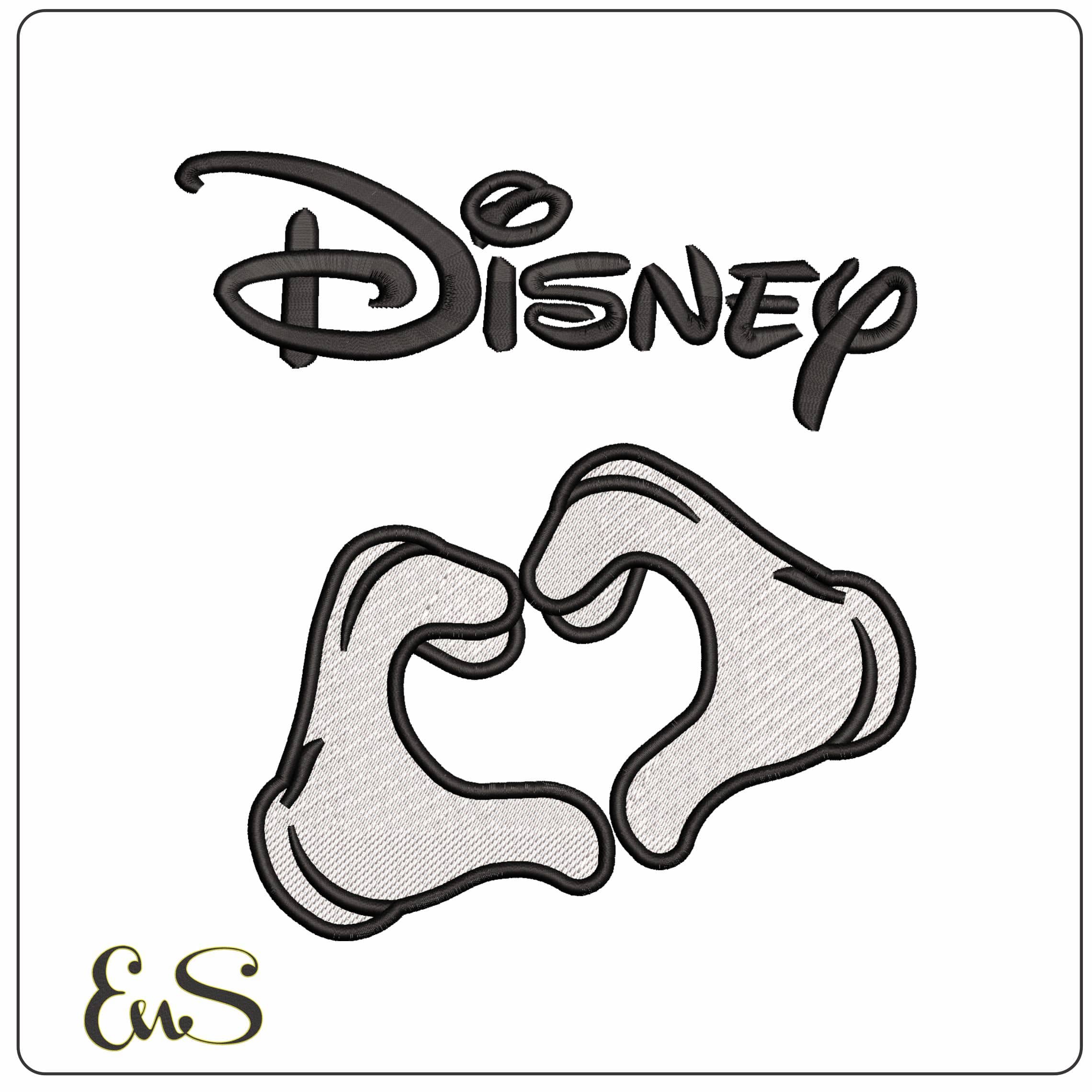 Disney with Mickey Mouse hands Heart Disney   - Elegant embroidery design file - instant download
