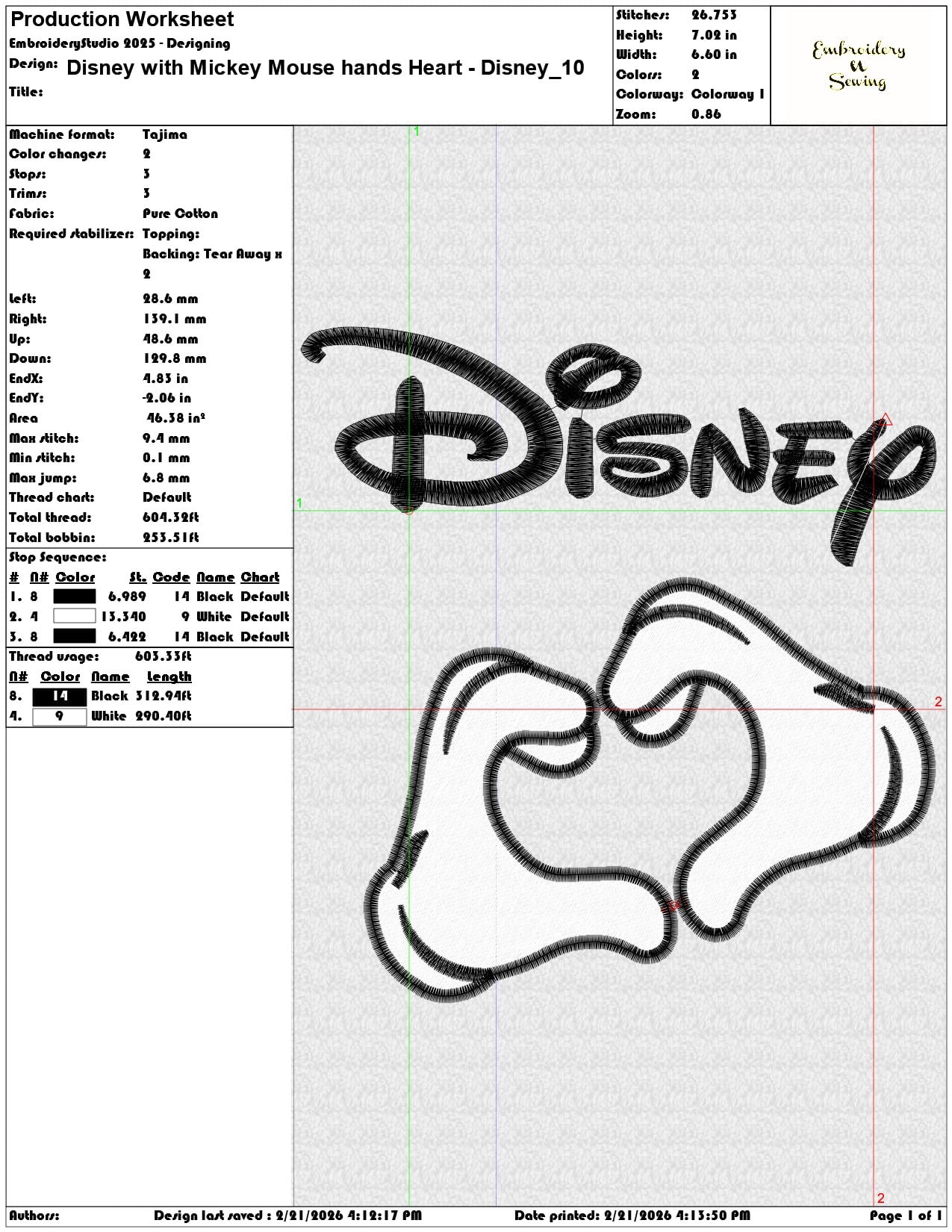 Disney with Mickey Mouse hands Heart Disney   - Elegant embroidery design file - instant download — view 3