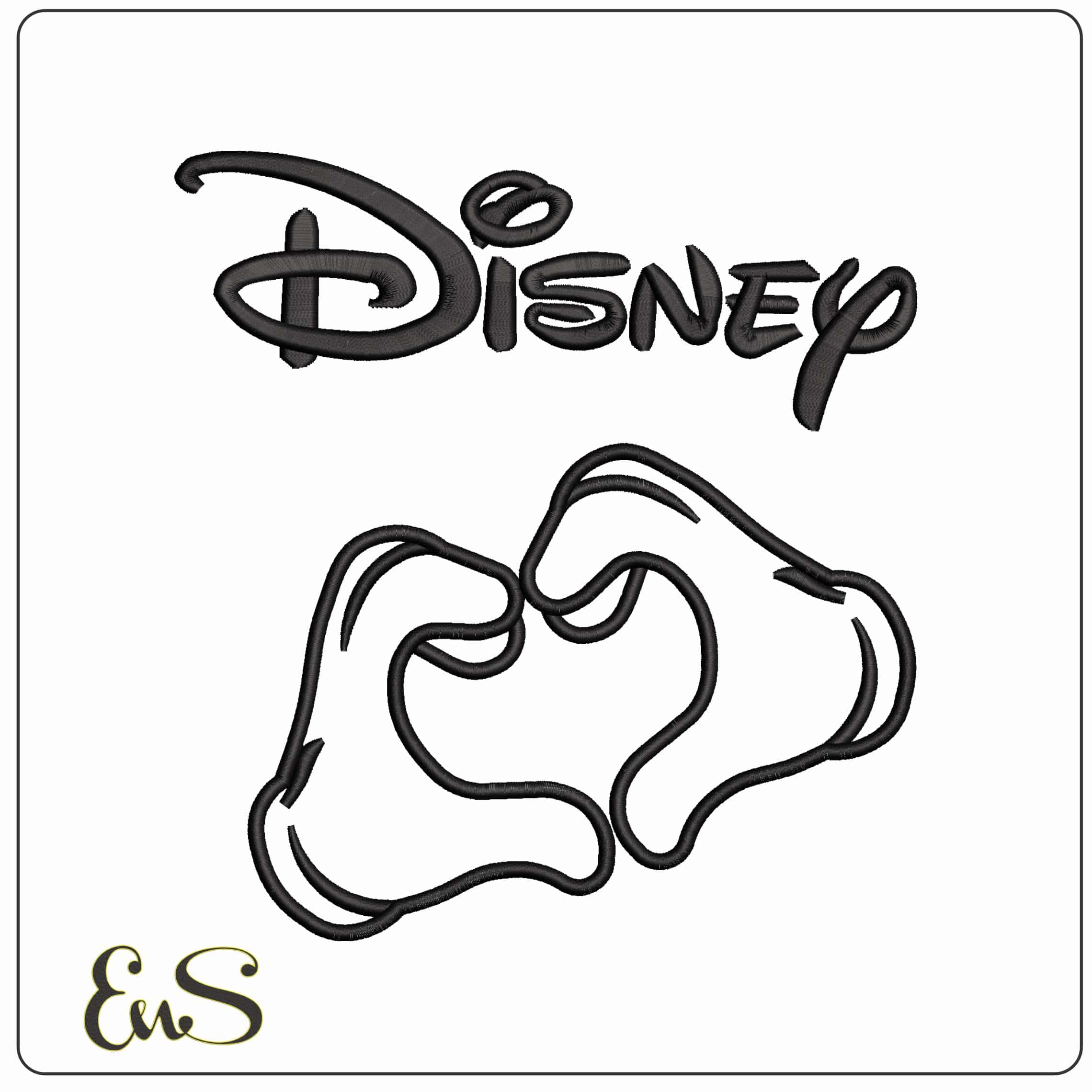 Disney with Mickey Mouse hands Heart Outline Disney   - Elegant embroidery design file - instant download
