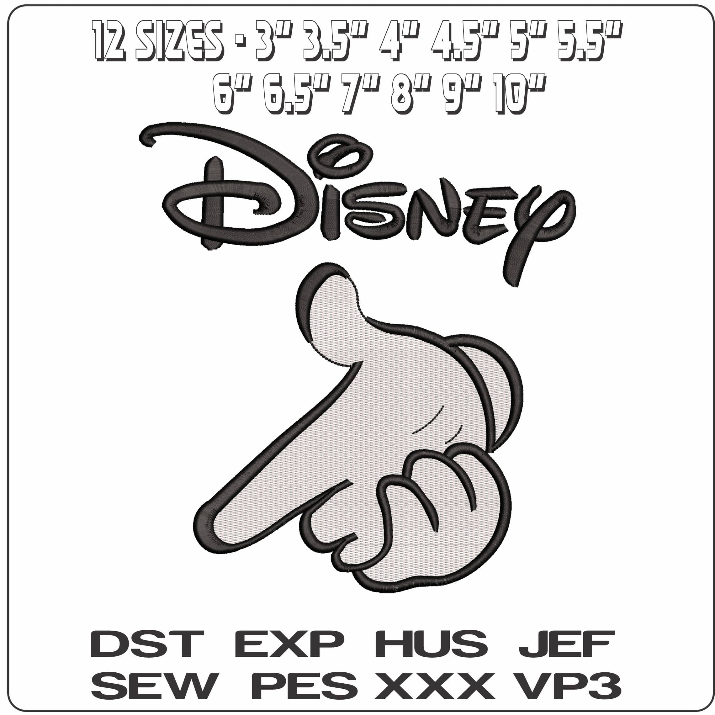 Disney with Mickey Mouse hands point Disney   - Elegant embroidery design file - instant download — view 2