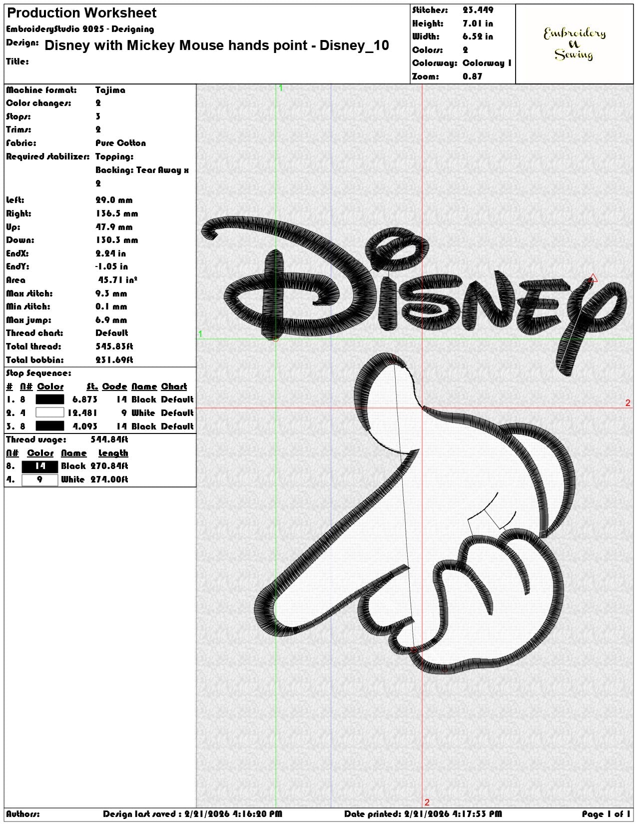 Disney with Mickey Mouse hands point Disney   - Elegant embroidery design file - instant download — view 3